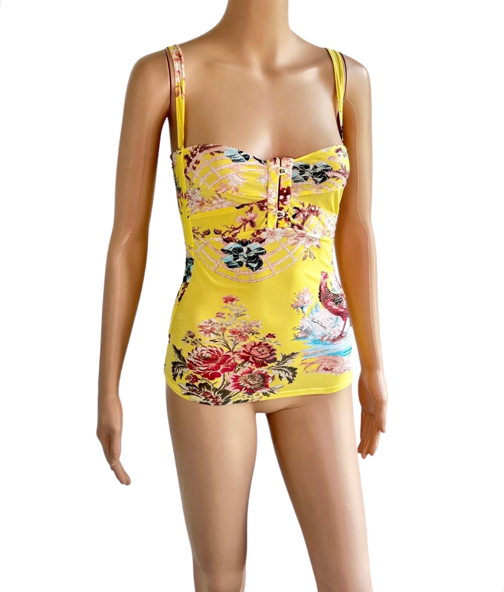Women's Roberto Cavalli S/S 2003 Chinoiserie Bustier Corset Blouse Tank Top