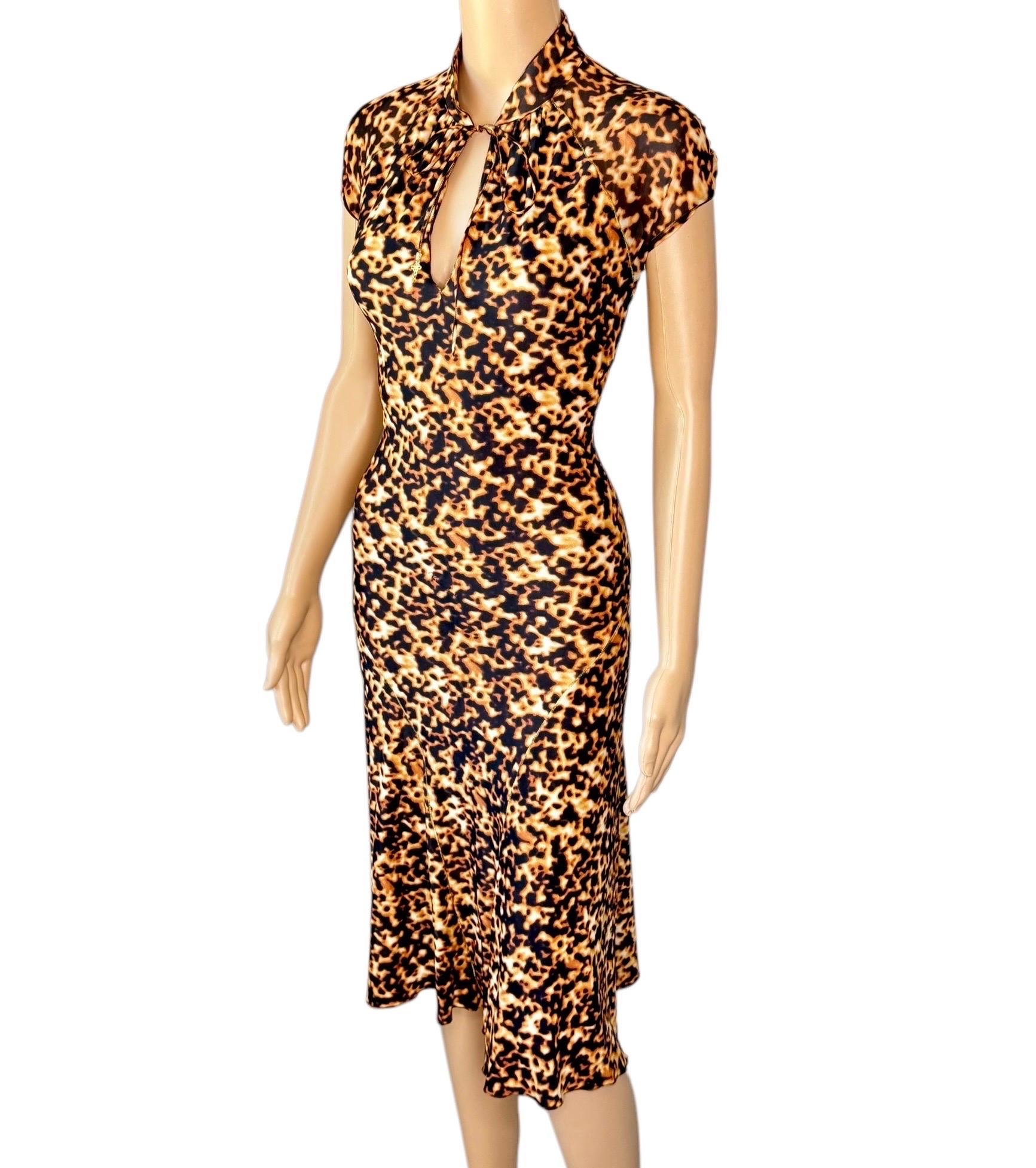 Roberto Cavalli F/S 2003 Chinoiserie Cheongsam Midikleid mit Tierdruck und Tiermuster im Angebot 7