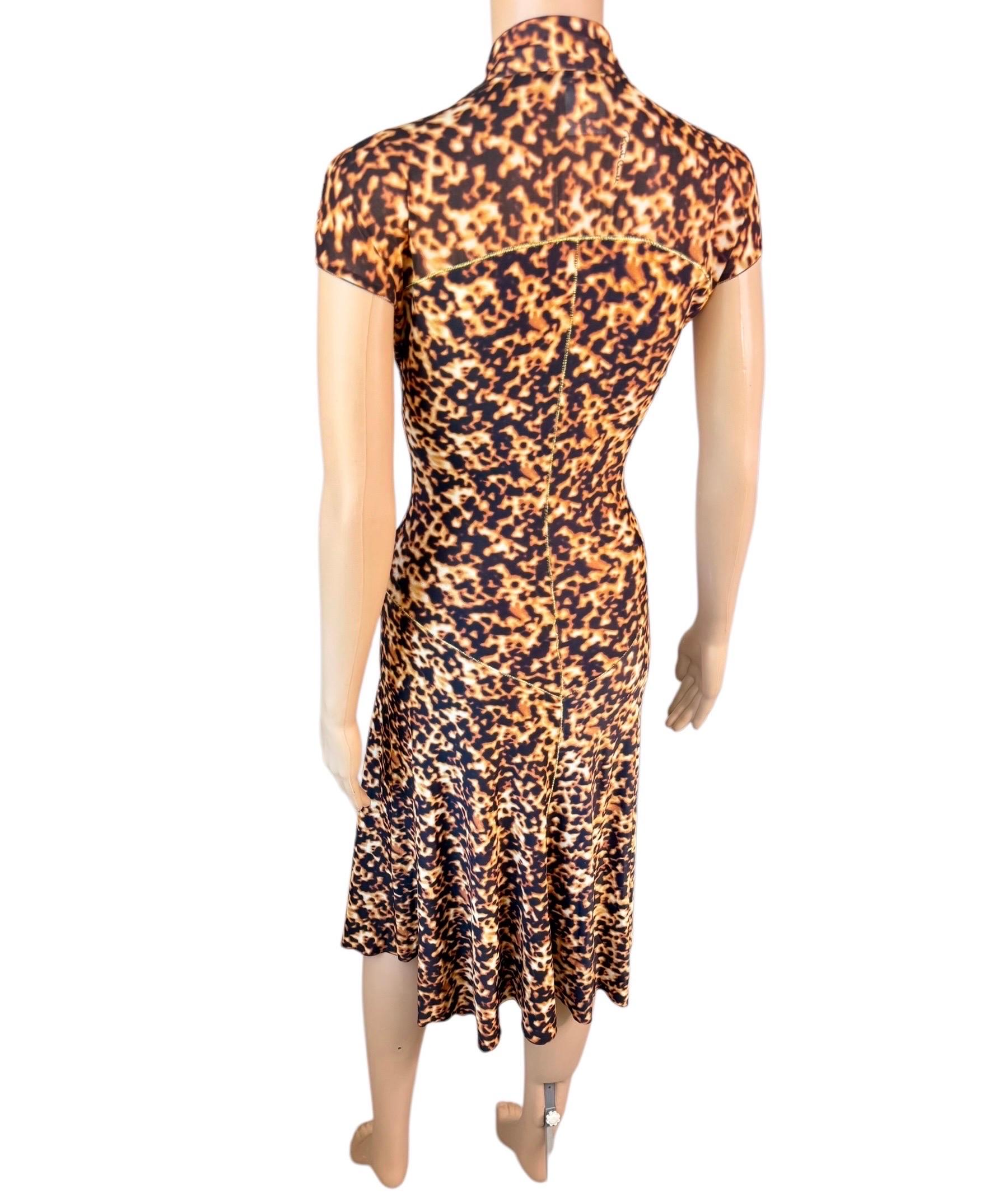 Roberto Cavalli F/S 2003 Chinoiserie Cheongsam Midikleid mit Tierdruck und Tiermuster im Angebot 9