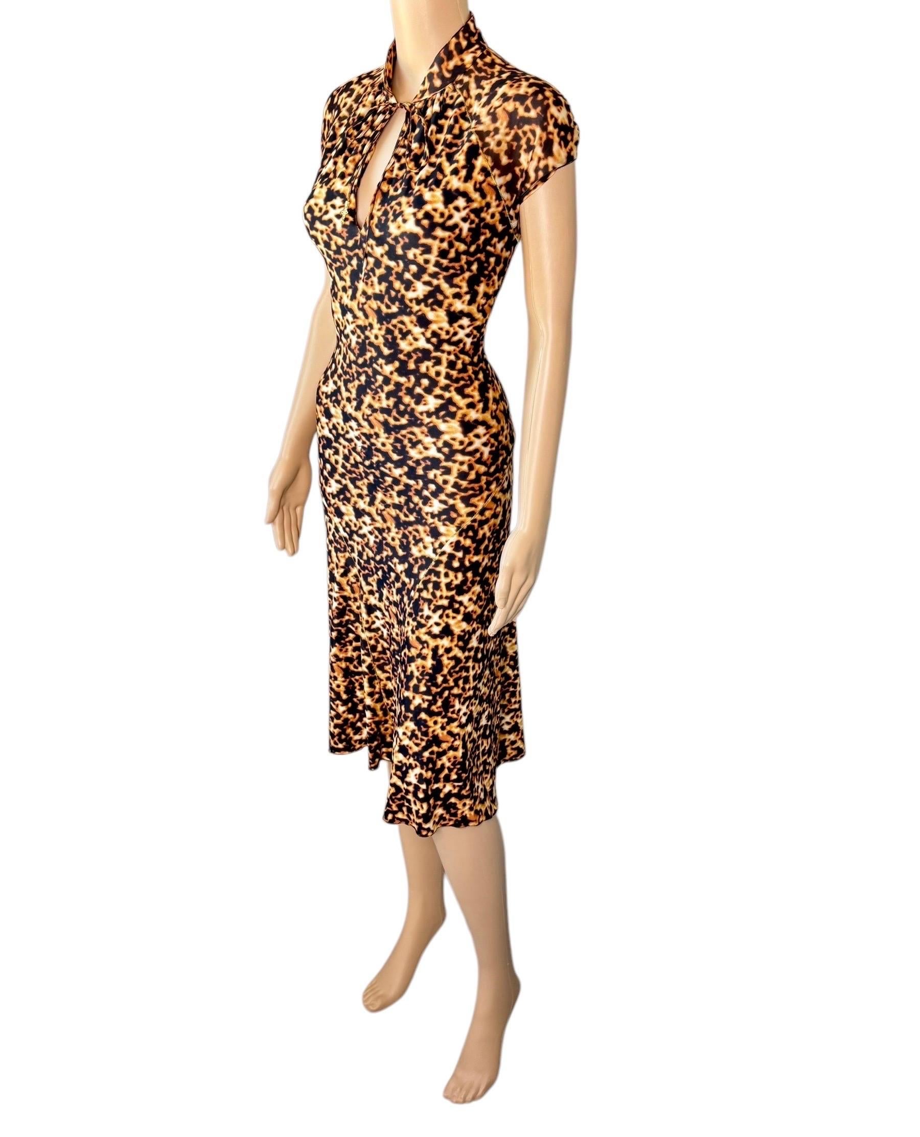 Roberto Cavalli F/S 2003 Chinoiserie Cheongsam Midikleid mit Tierdruck und Tiermuster im Angebot 10