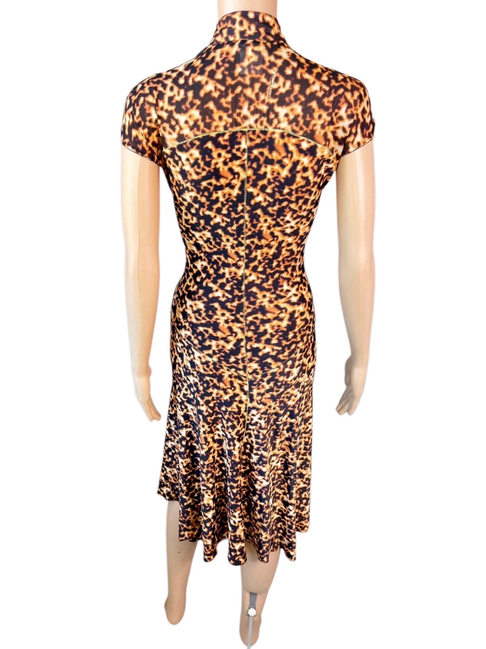 Roberto Cavalli F/S 2003 Chinoiserie Cheongsam Midikleid mit Tierdruck und Tiermuster im Angebot 11
