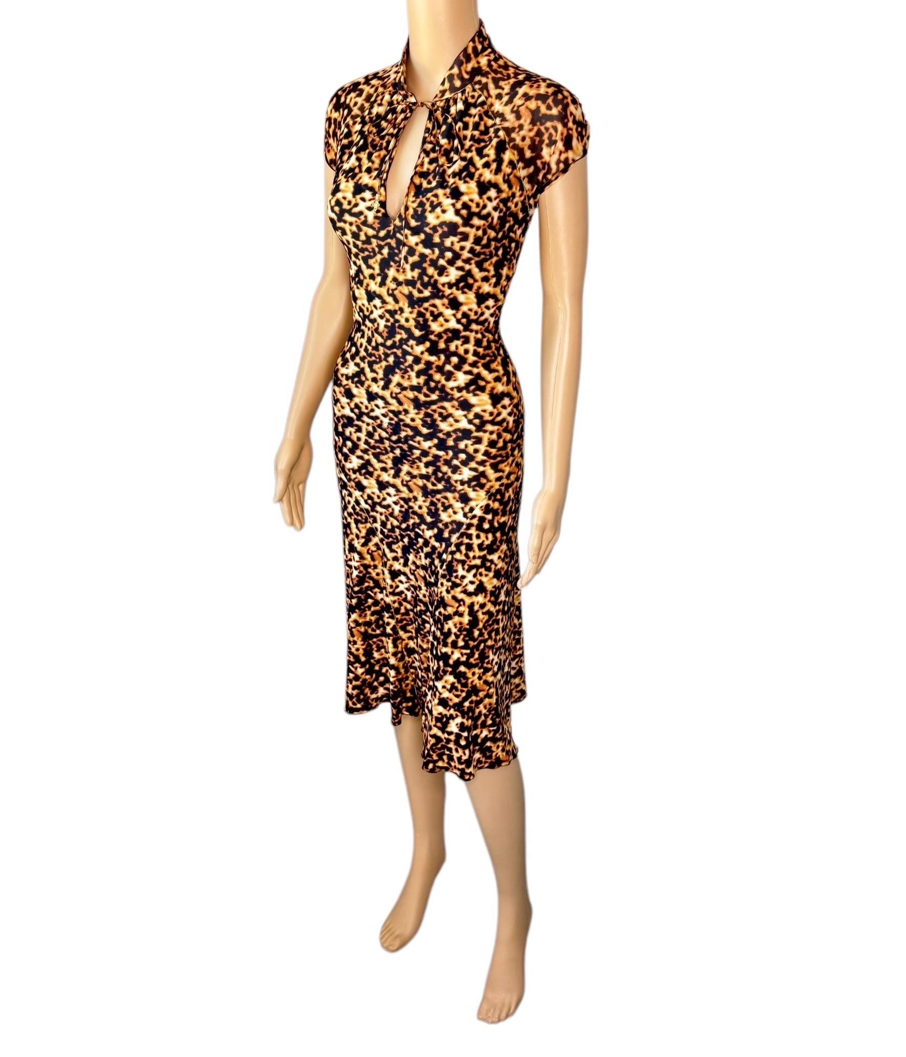 Roberto Cavalli F/S 2003 Chinoiserie Cheongsam Midikleid mit Tierdruck und Tiermuster im Angebot 12