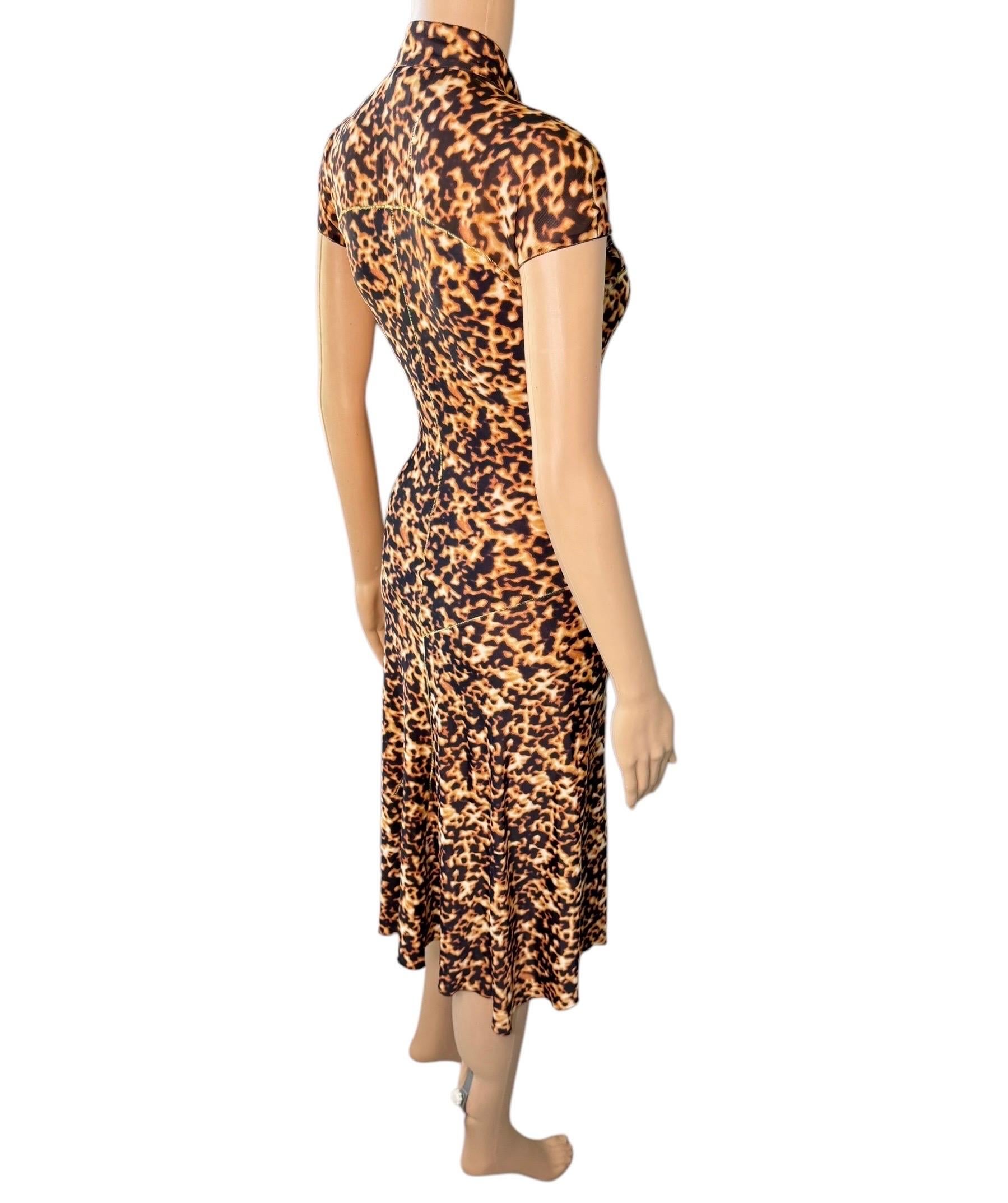 Roberto Cavalli F/S 2003 Chinoiserie Cheongsam Midikleid mit Tierdruck und Tiermuster im Angebot 13