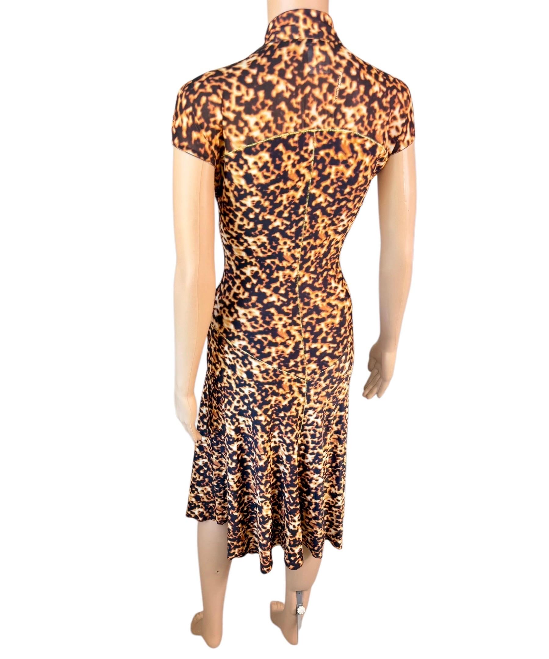 Roberto Cavalli F/S 2003 Chinoiserie Cheongsam Midikleid mit Tierdruck und Tiermuster Damen im Angebot