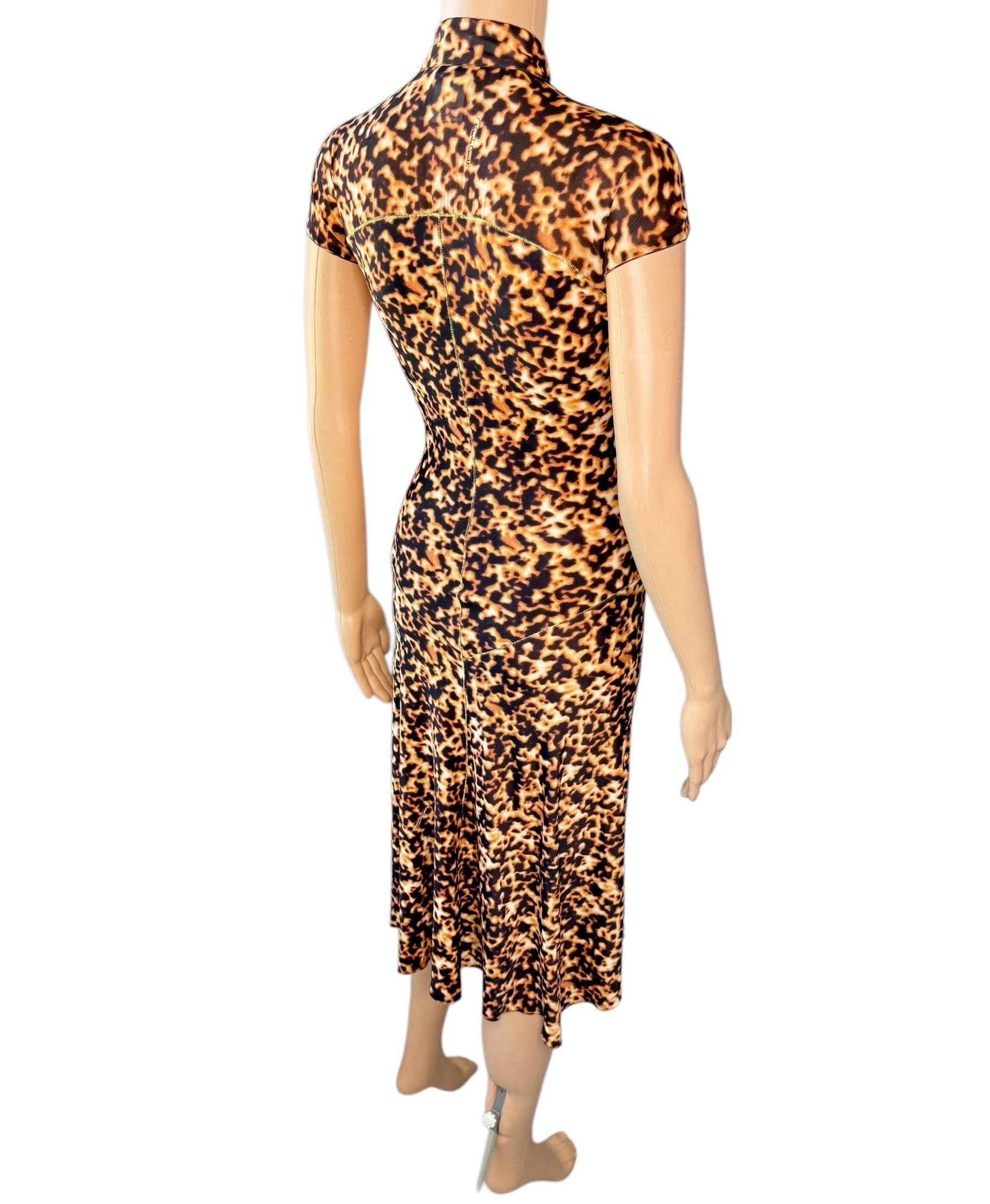 Roberto Cavalli F/S 2003 Chinoiserie Cheongsam Midikleid mit Tierdruck und Tiermuster im Angebot 2