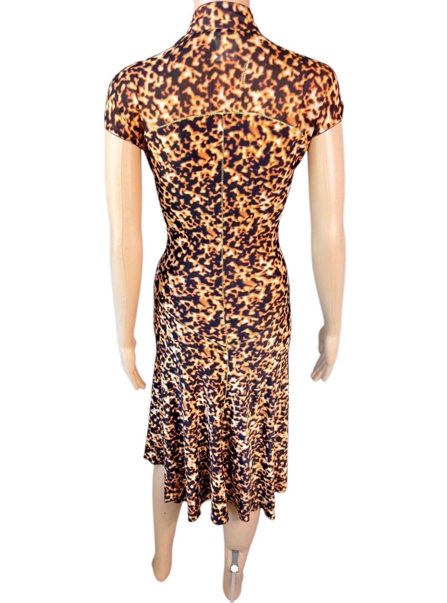 Roberto Cavalli F/S 2003 Chinoiserie Cheongsam Midikleid mit Tierdruck und Tiermuster im Angebot 4