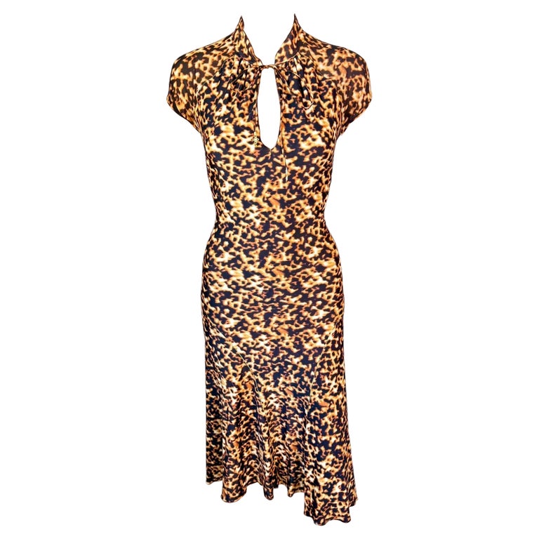 Roberto Cavalli S/S 2003 Chinoiserie Cheongsam Animal Print Midi Dress at  1stDibs