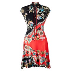 Roberto Cavalli S/S 2003 Chinoiserie Floral Red Cheongsam Dress