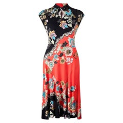 Roberto Cavalli S/S 2003 Chinoiserie Floral Red Cheongsam Dress