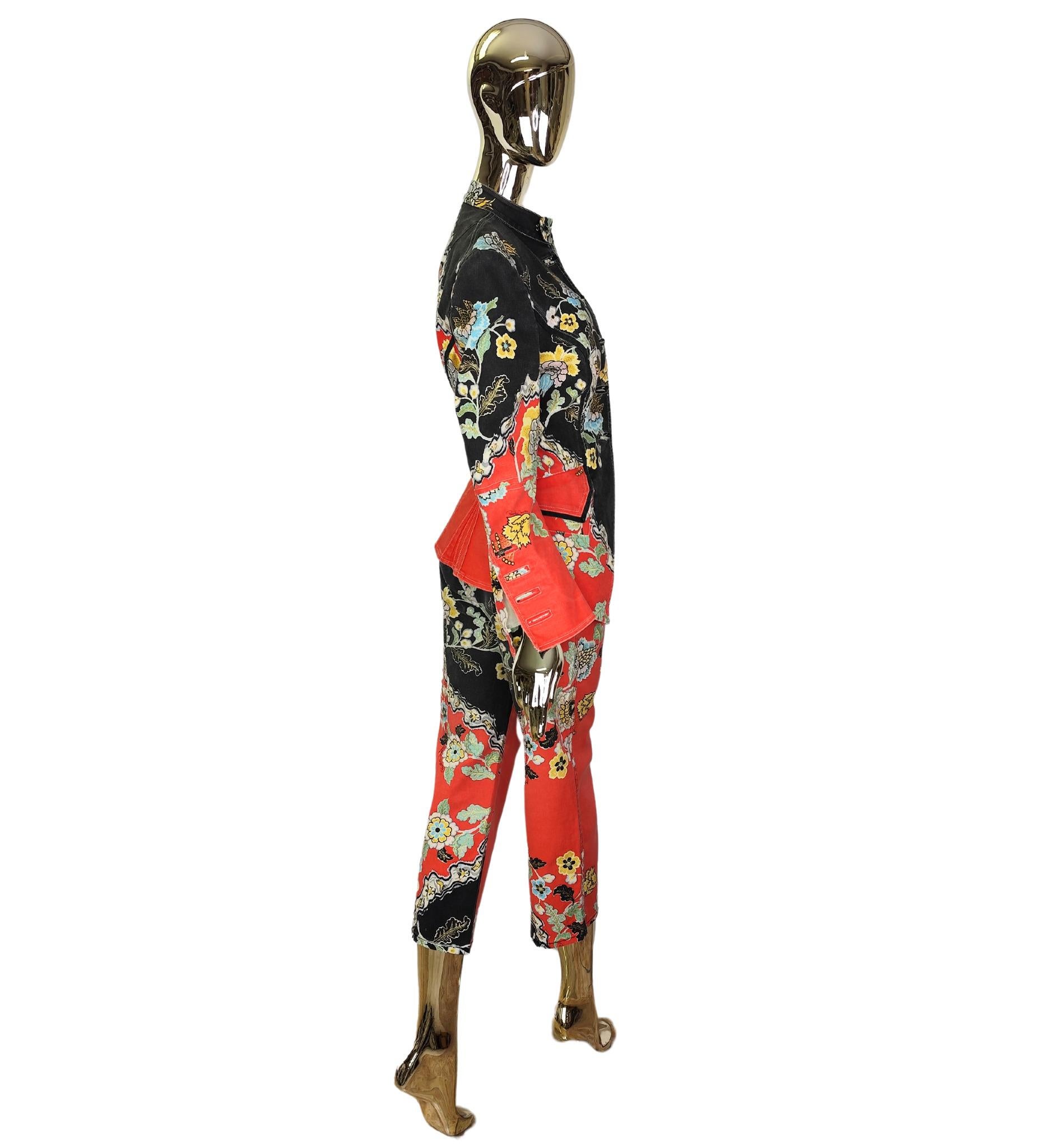 Women's Roberto Cavalli S/S 2003 Chinoiserie jacket and pants set