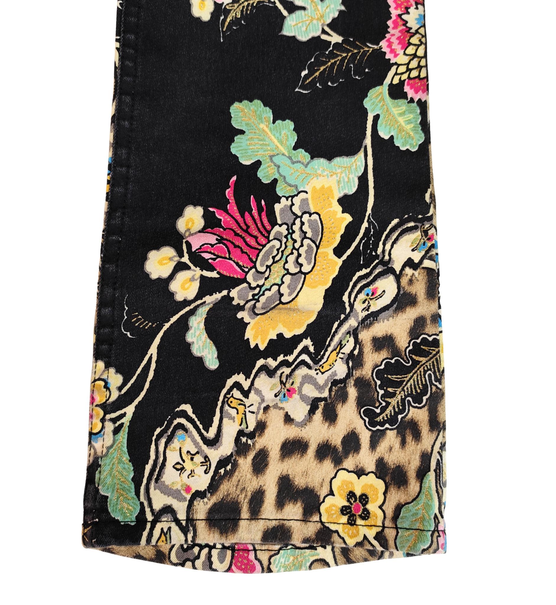 Roberto Cavalli S/S 2003 chinoiserie print black and yellow pants en venta 5