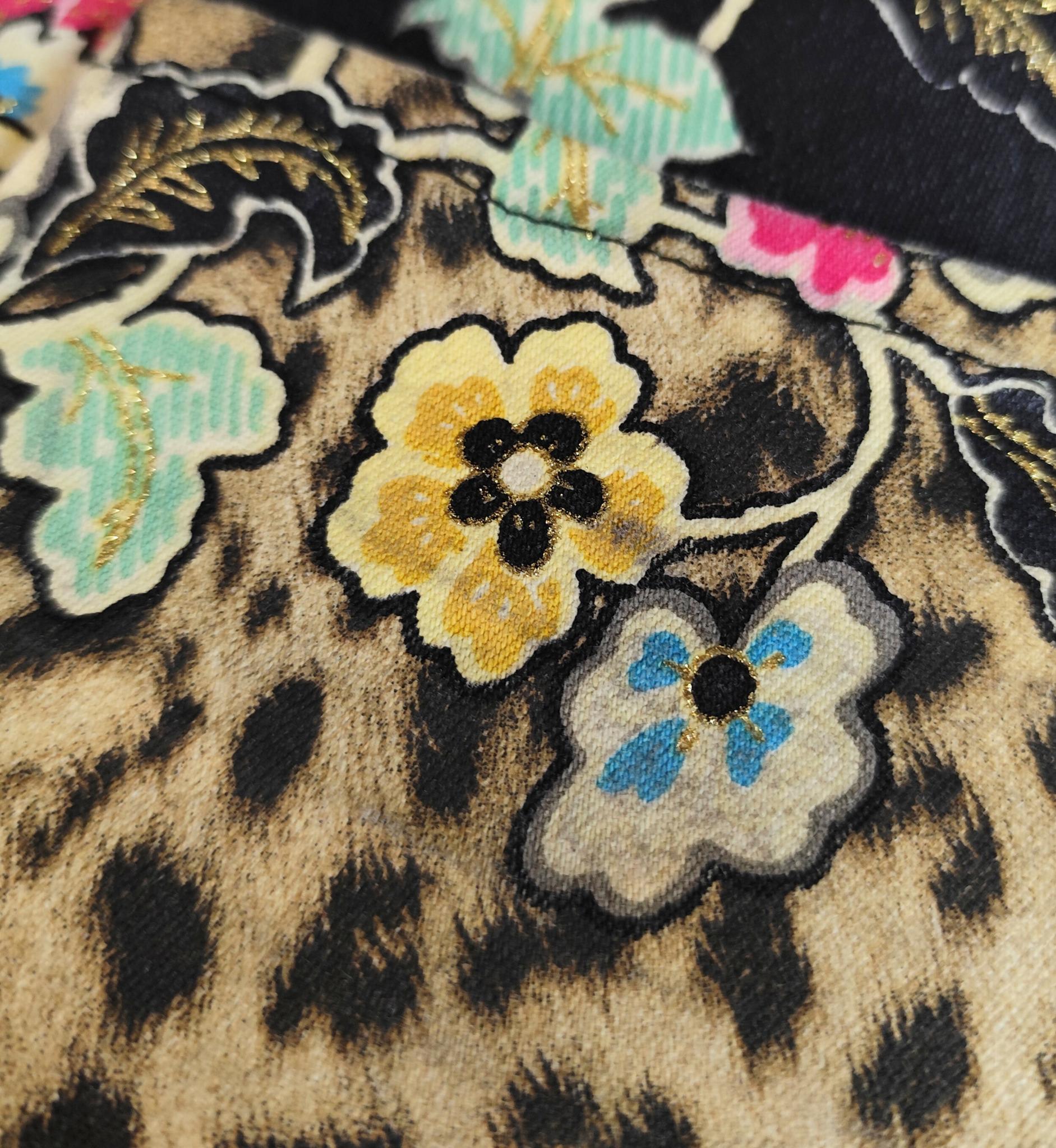 Roberto Cavalli S/S 2003 chinoiserie print black and yellow pants en venta 7