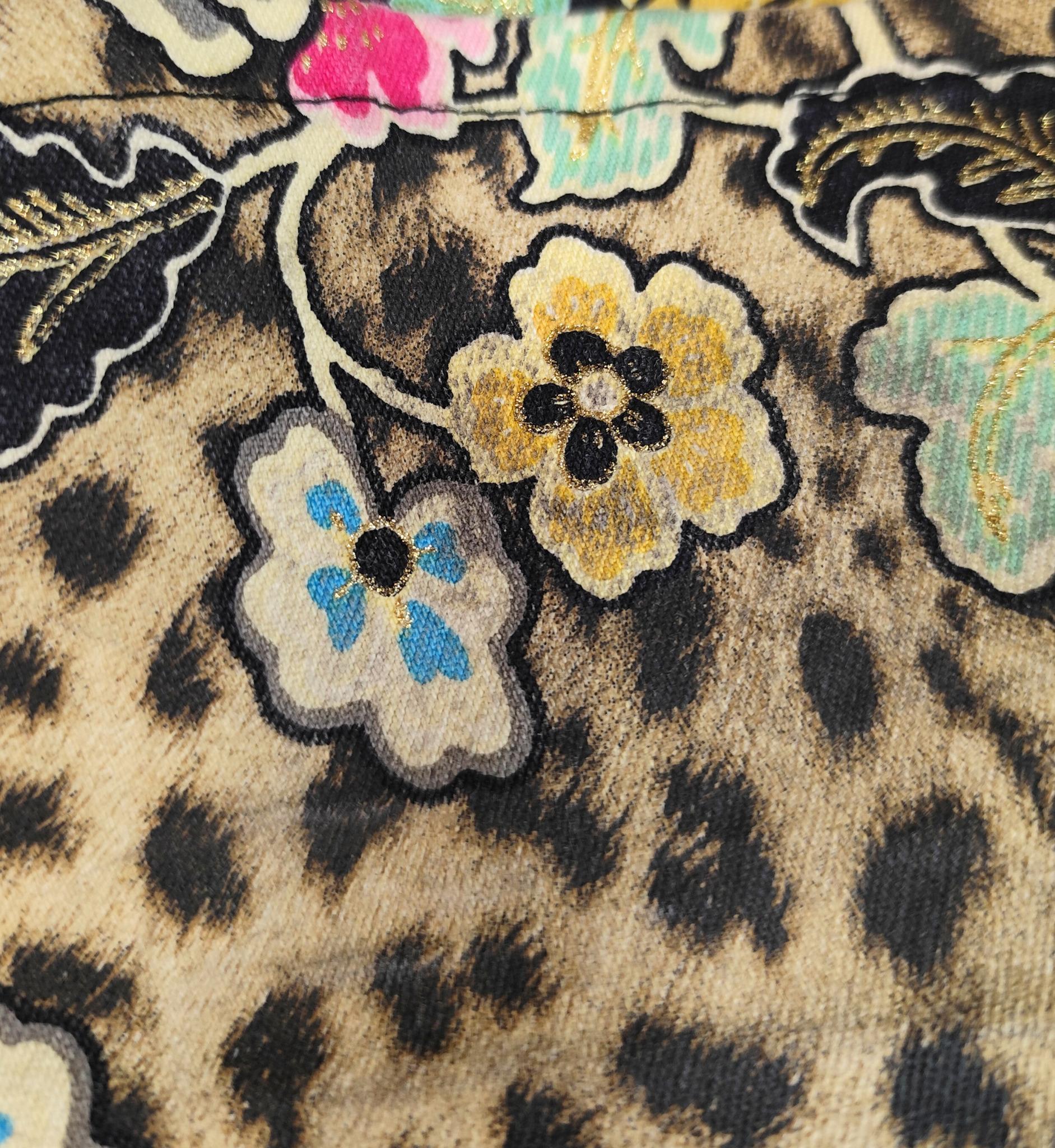 Roberto Cavalli S/S 2003 chinoiserie print black and yellow pants en venta 8