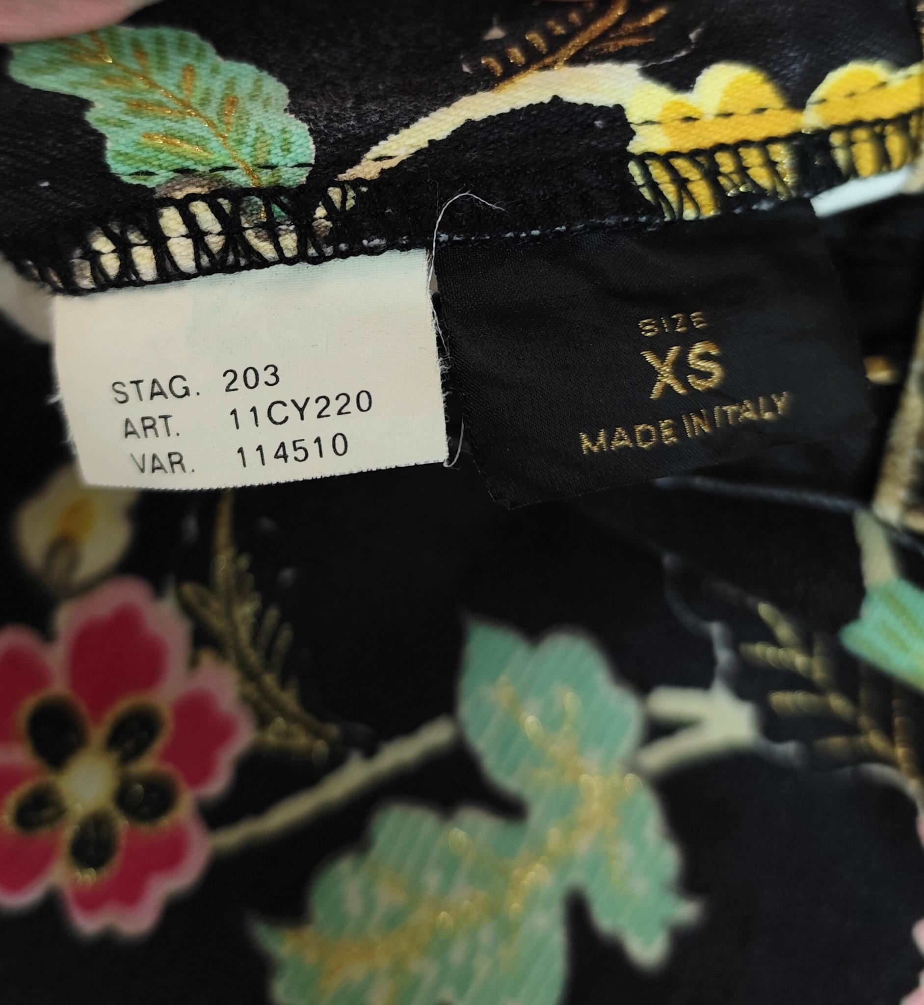 Roberto Cavalli S/S 2003 chinoiserie print black and yellow pants en venta 13