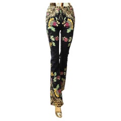 Roberto Cavalli S/S 2003 chinoiserie print black and yellow pants