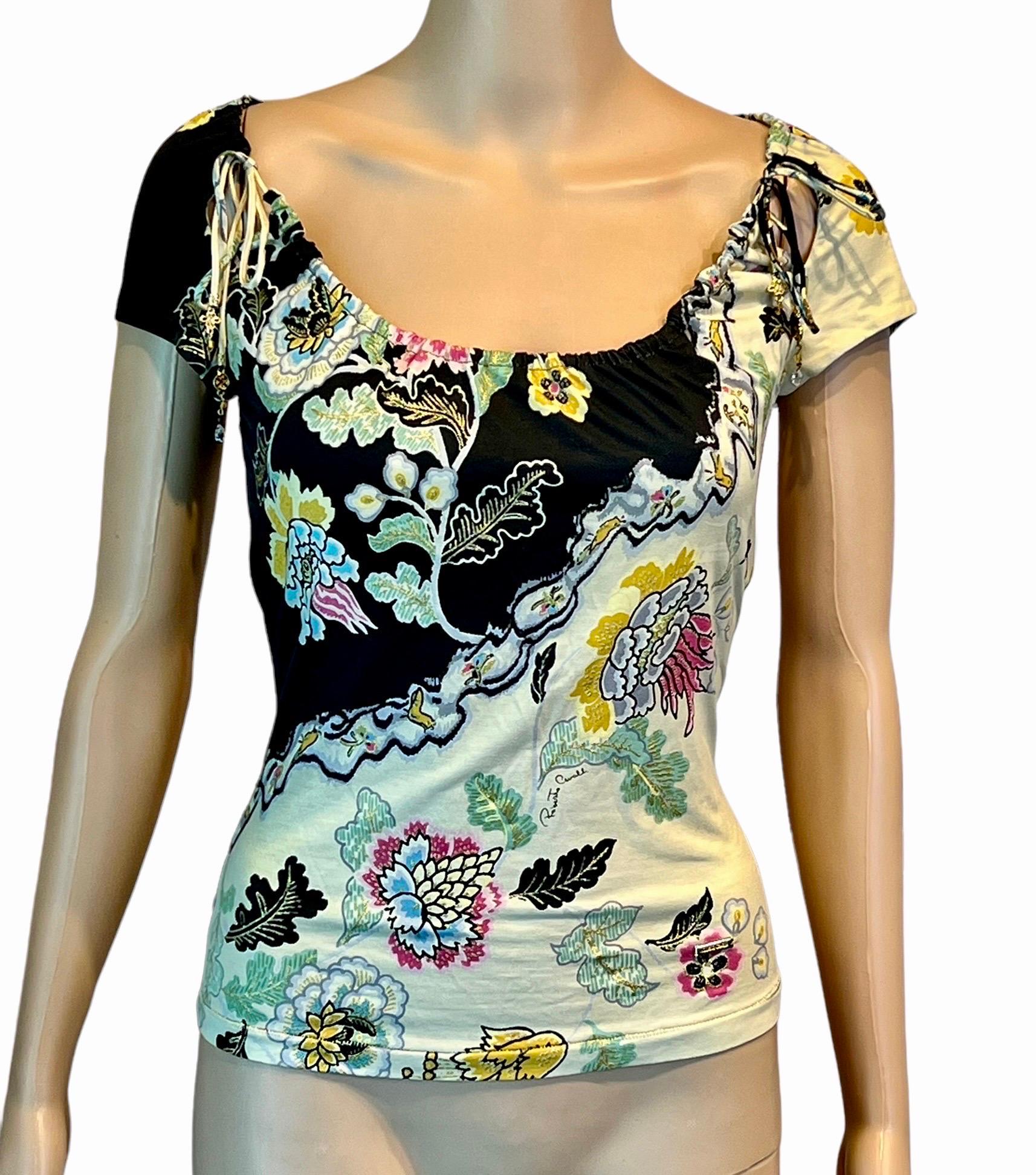 Roberto Cavalli S/S 2003 Chinoiserie Print Cutout Blouse Top For Sale ...
