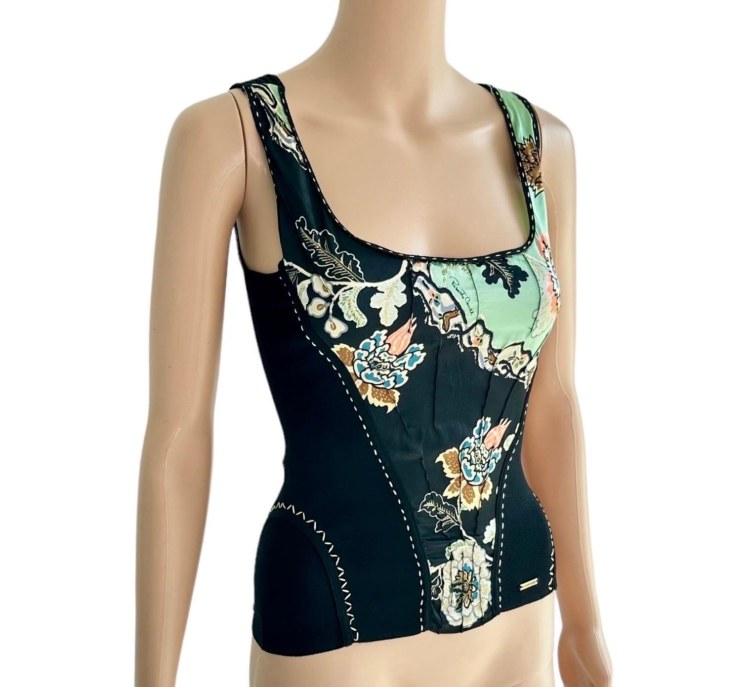 Donna Canotta Roberto Cavalli S/S 2003 in maglia di seta e cineseria in vendita