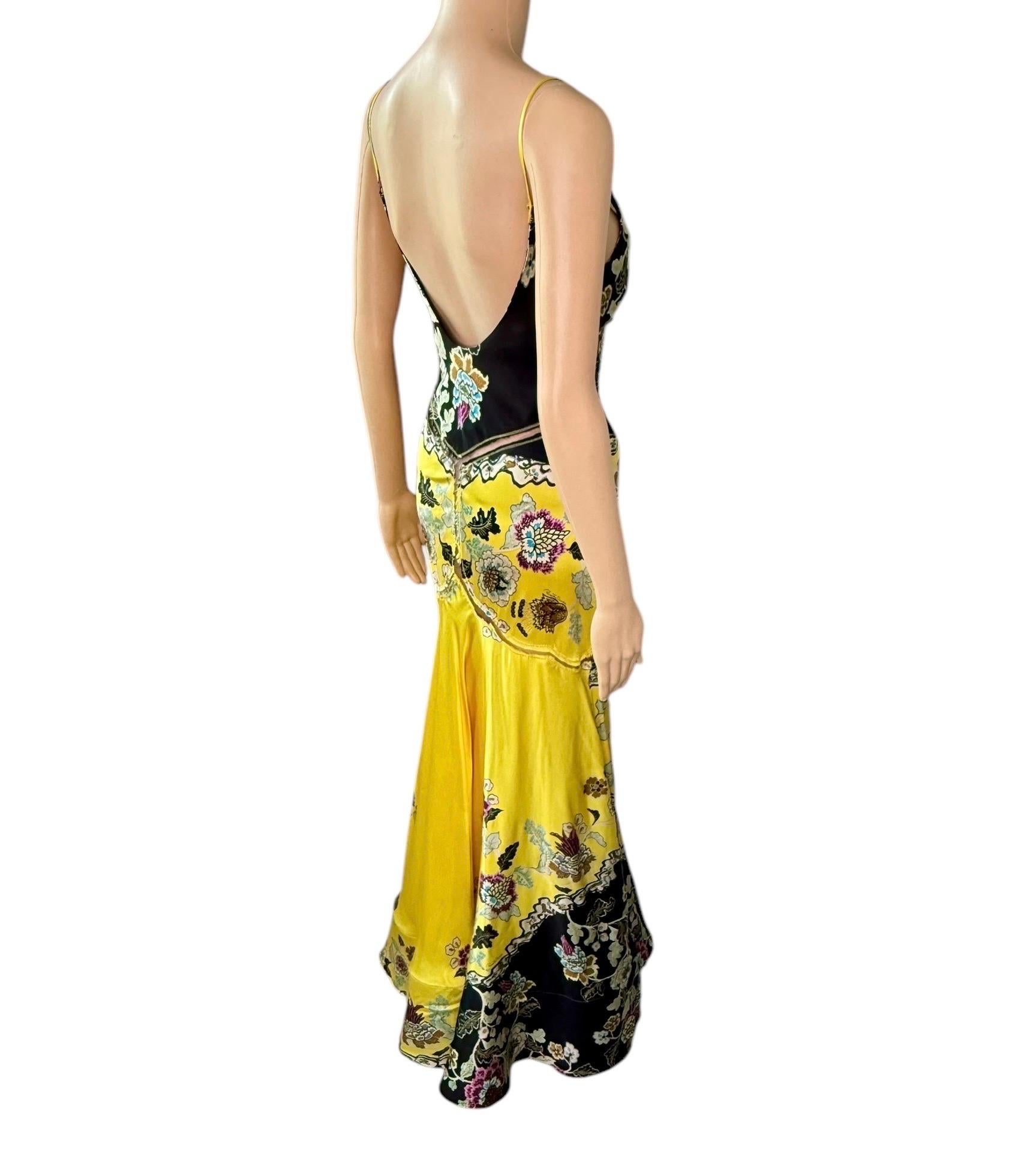 Roberto Cavalli S/S 2003 Chinoiserie Slip Evening Dress Gown w Shawl 2 Piece Set For Sale 6