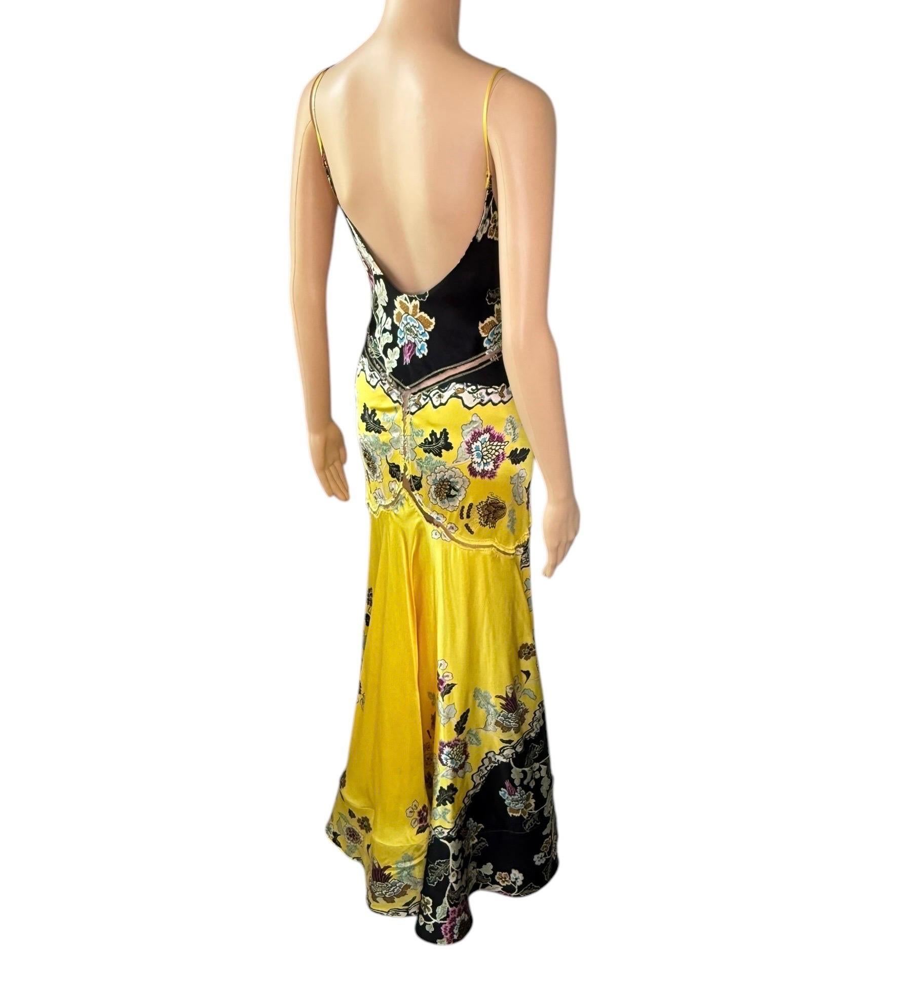 Roberto Cavalli S/S 2003 Chinoiserie Slip Evening Dress Gown w Shawl 2 Piece Set For Sale 8