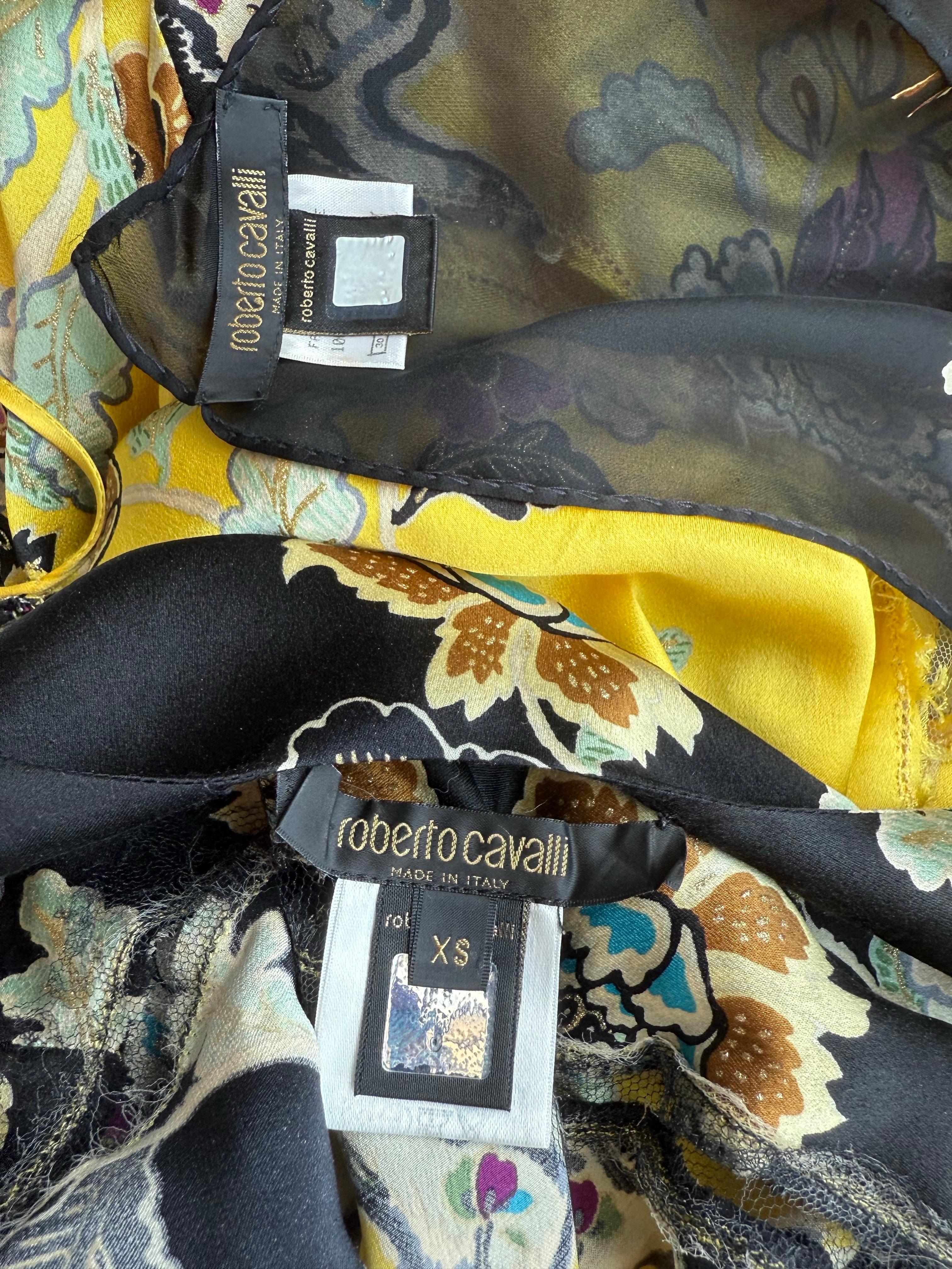 Roberto Cavalli S/S 2003 Chinoiserie Slip Evening Dress Gown w Shawl 2 Piece Set For Sale 10
