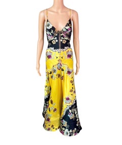 Roberto Cavalli S/S 2003 Chinoiserie Slip Evening Dress Gown w Shawl 2 Piece Set