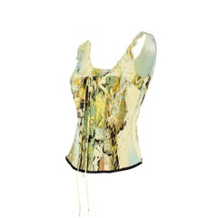 Roberto Cavalli S/S 2003 Corset Bustier Silk Lace Up Top