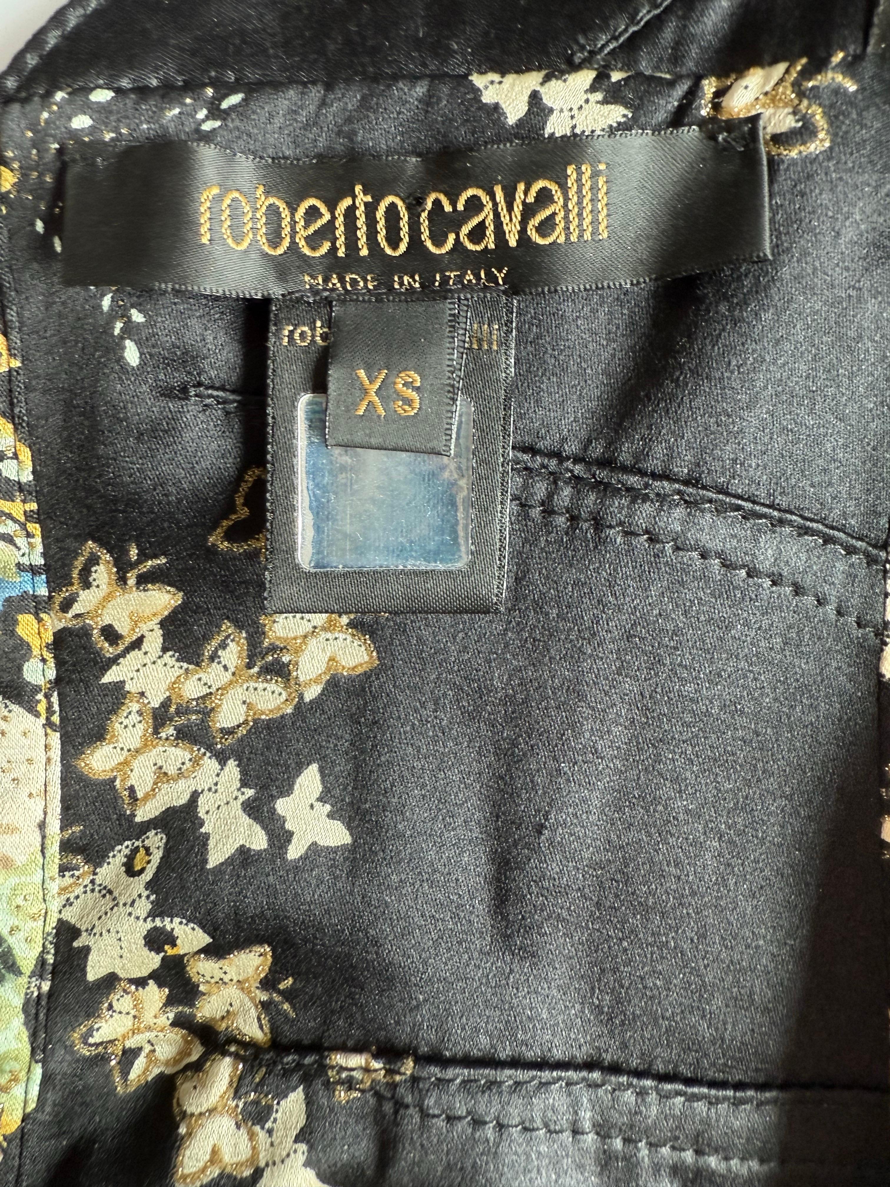 Roberto Cavalli - P/E 2003 - Vestito asimmetrico in seta con stampa cineserie e pizzo in vendita 7