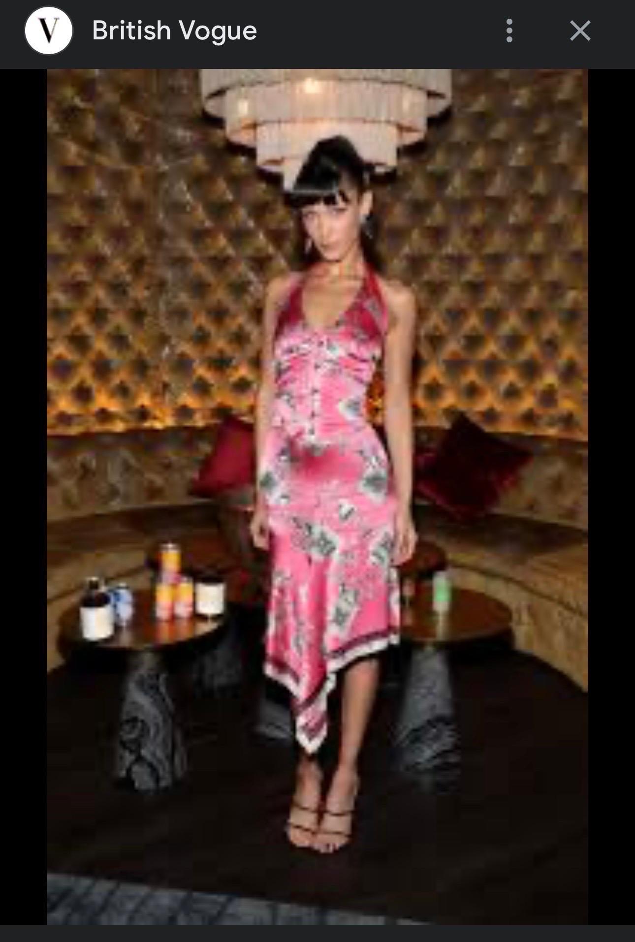 Roberto Cavalli S/S 2003 Corset Lace Up Plunging Neckline Silk Asymmetric Dress For Sale 9