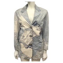 Roberto Cavalli S/S 2003 Patchwork Python Embossed Leather Jacket ice blue grey