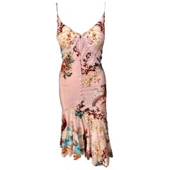 Roberto Cavalli - Robe midi en soie imprimée avec décolleté plongeant et dos nu, printemps-été 2003