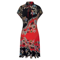Roberto Cavalli S/S 2003 Rotes Chinoiserie Seiden Cheongsam Kleid
