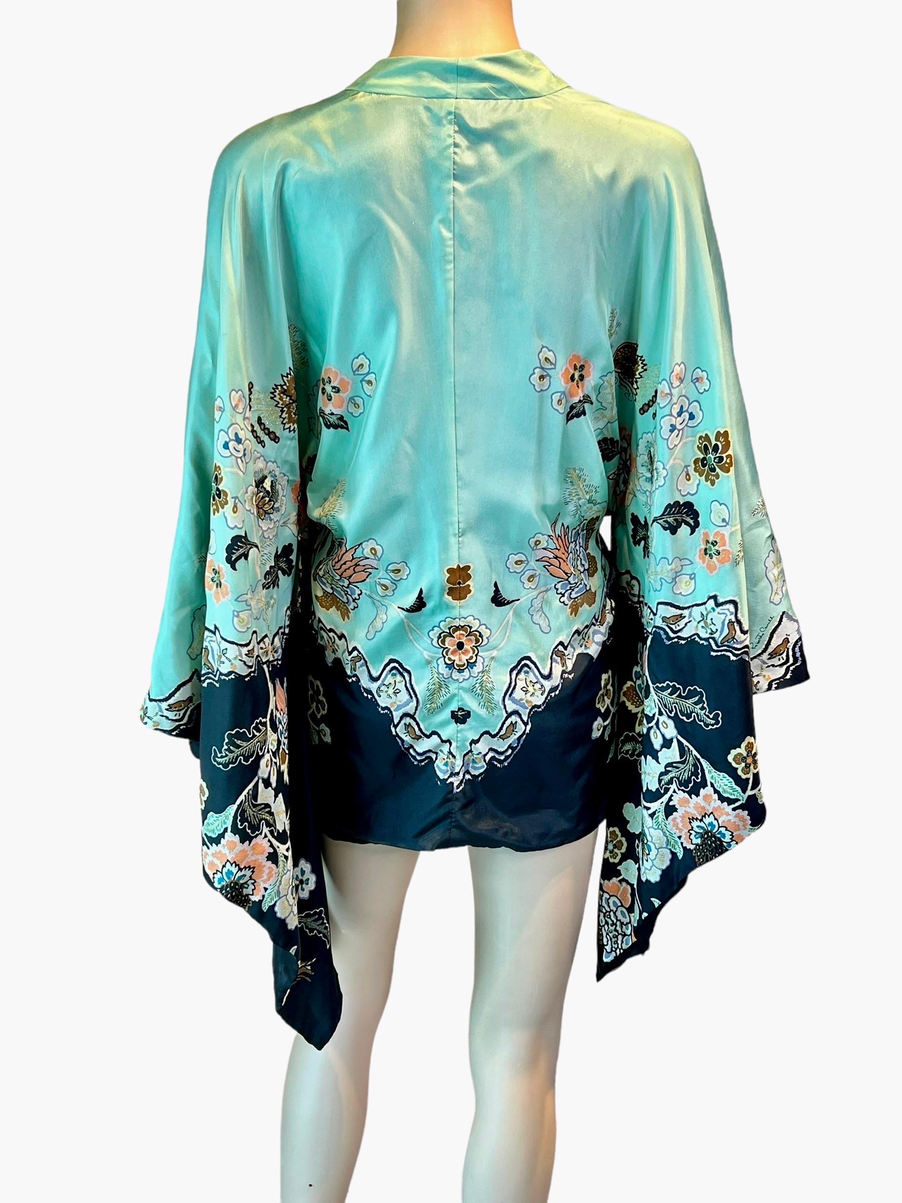 Roberto Cavalli S/S 2003 Runway Chinoiserie Print Silk Kimono Top For Sale 5