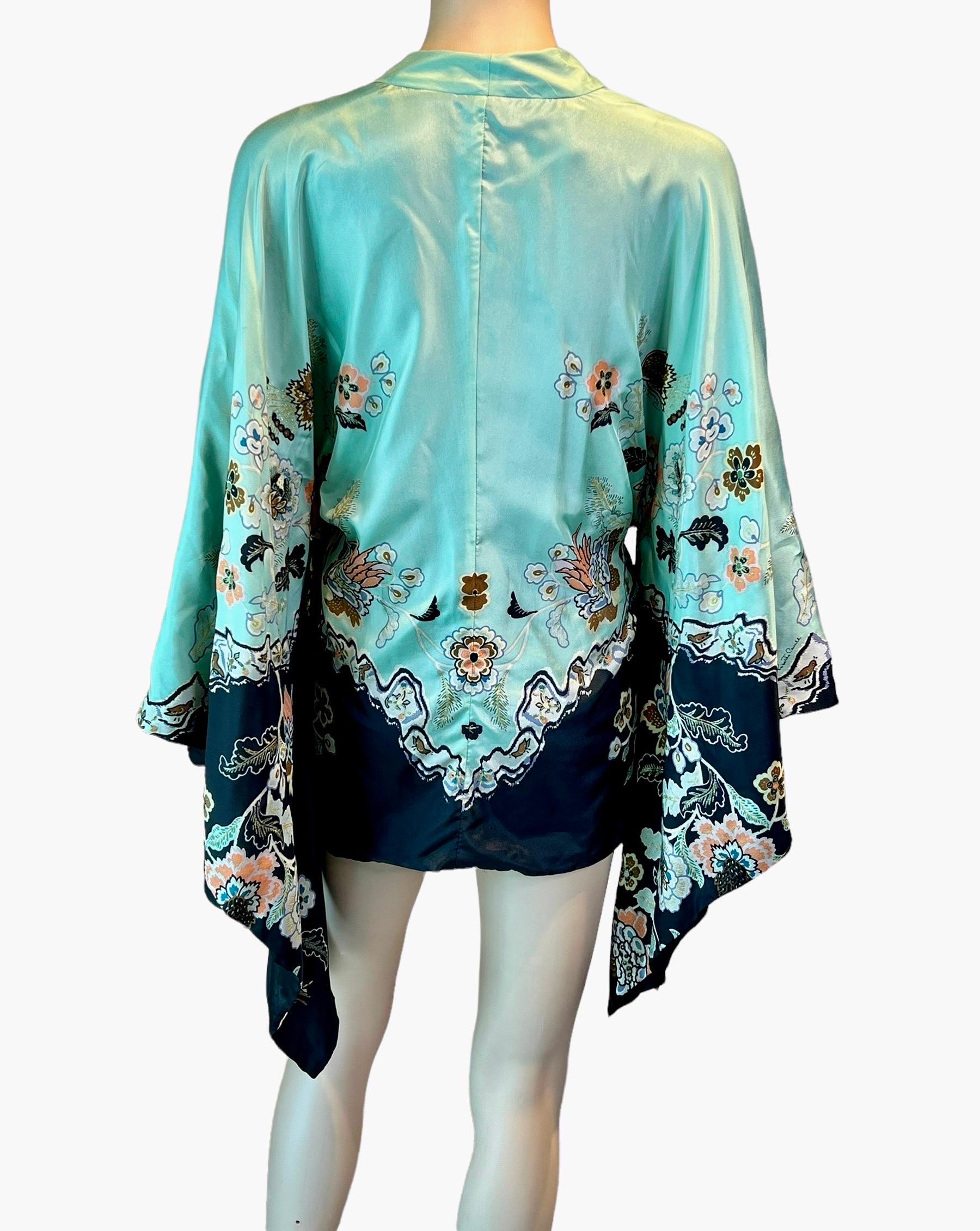 Roberto Cavalli S/S 2003 Runway Chinoiserie Print Silk Kimono Top For Sale 2