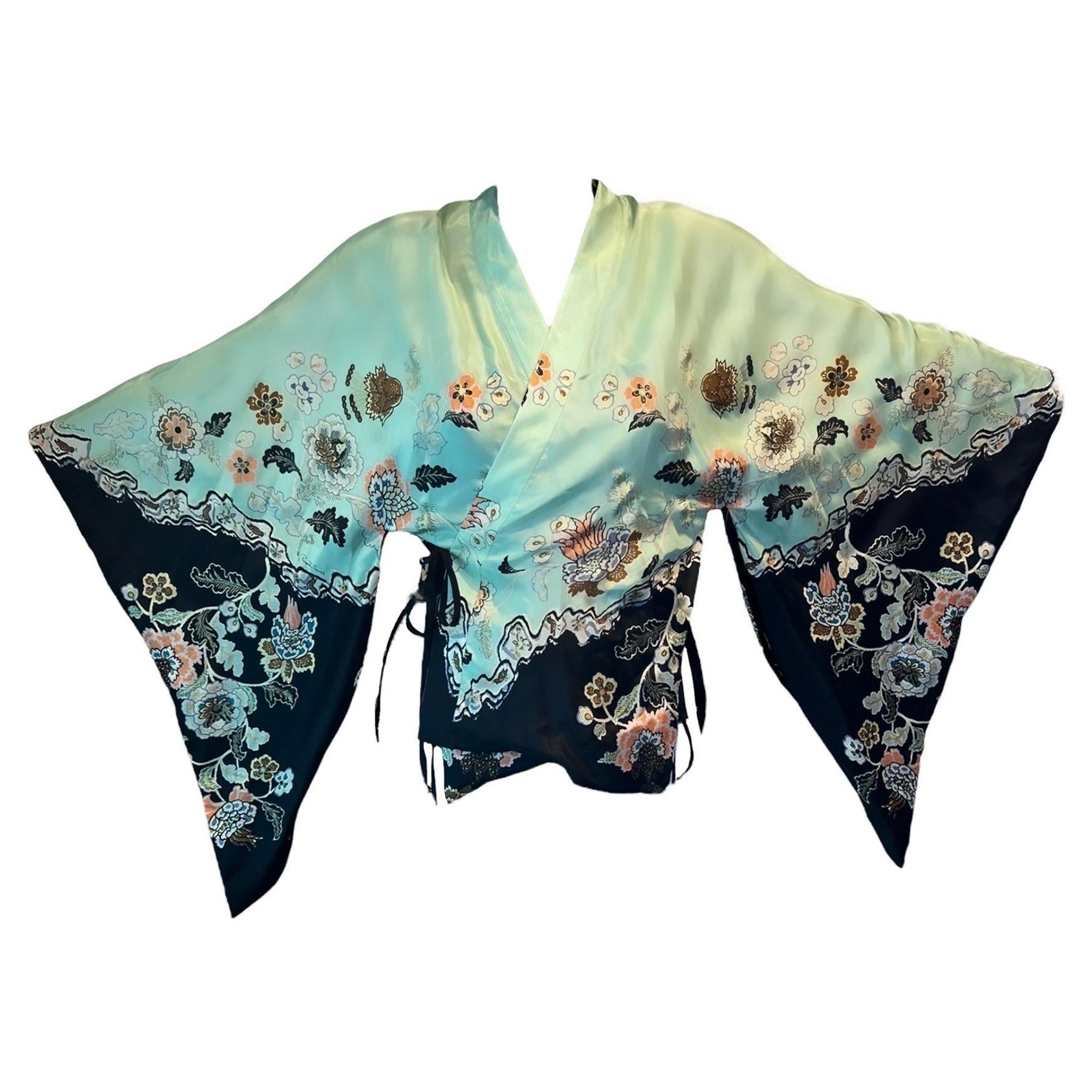 Haut kimono Roberto Cavalli défilé printemps-été 2003 imprimé chinoiseries en vente
