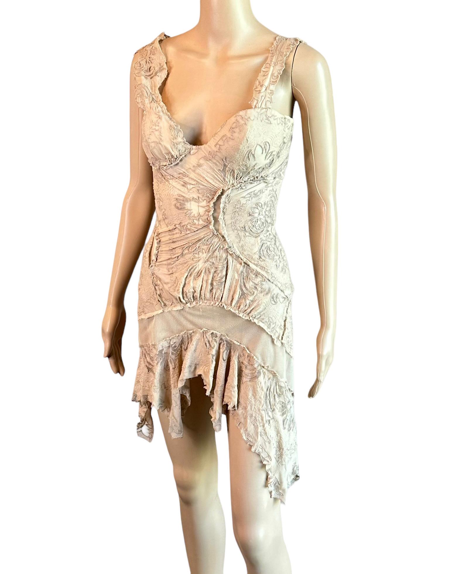 Roberto Cavalli, mini-robe de défilé S/S 2003 avec corset et bustier en maille transparente 7