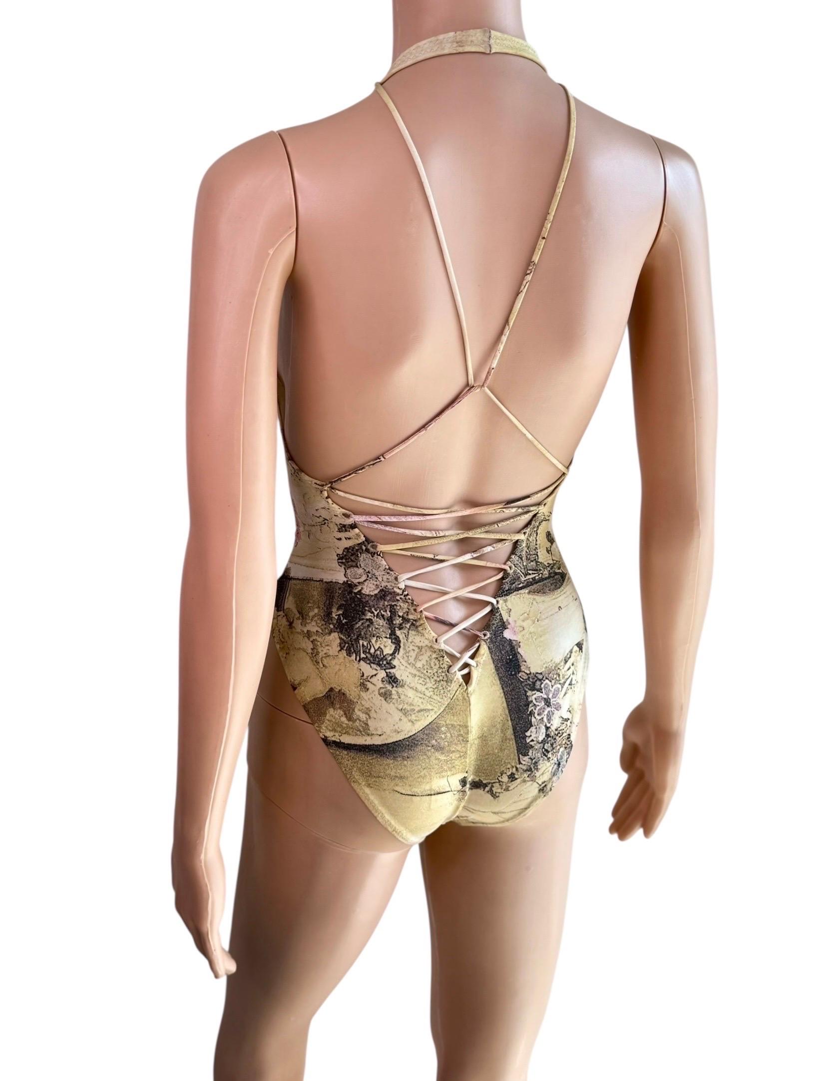 Roberto Cavalli S/S 2003 Laufsteg Schnürung Einteiliger Bodysuit Bademode Badeanzug im Angebot 5