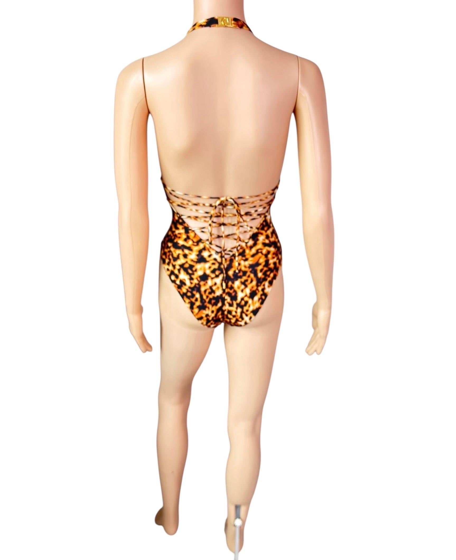 Roberto Cavalli S/S 2003 Runway Lace Up One Piece Bodysuit Swimwear Swimsuit en vente 6