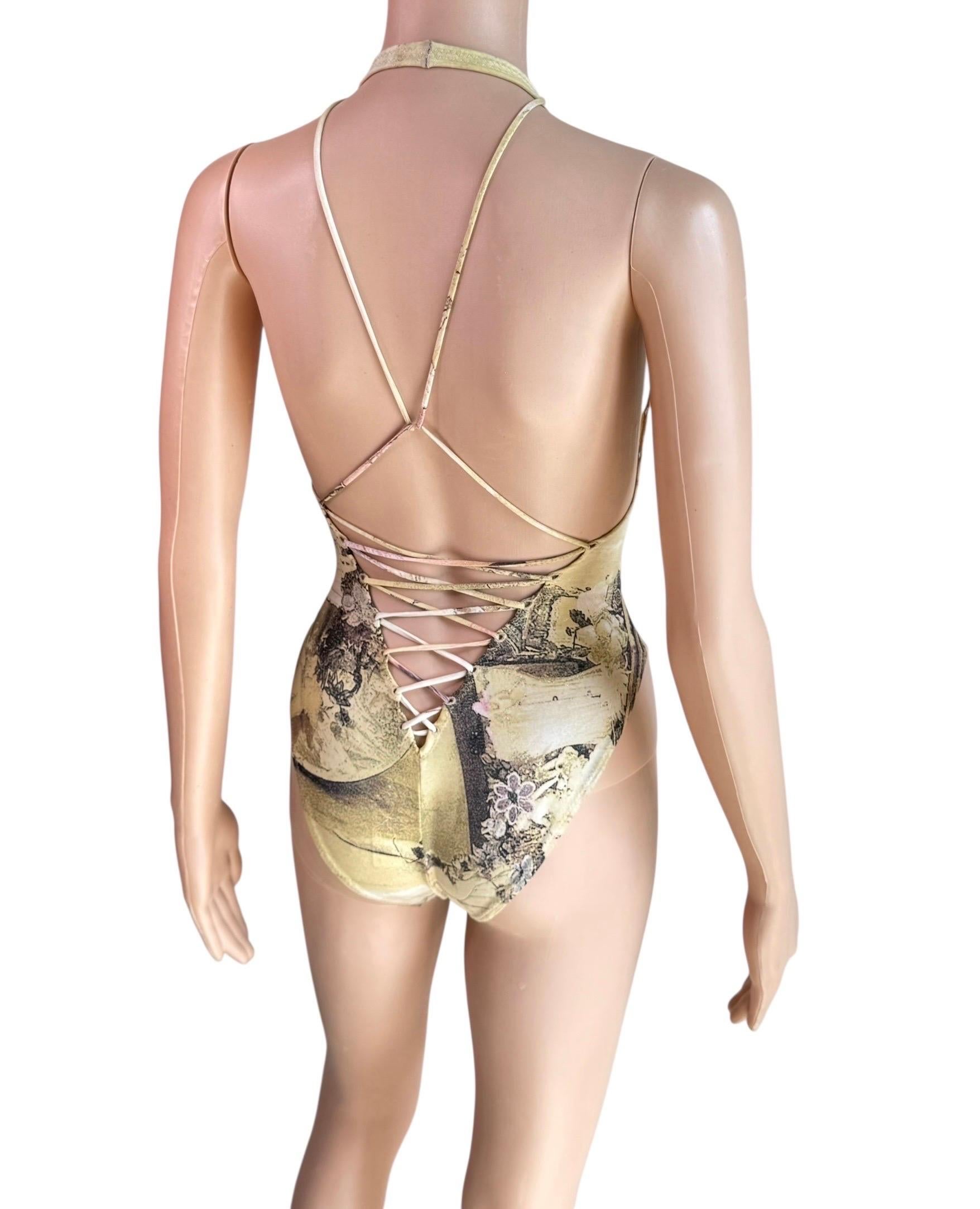Roberto Cavalli S/S 2003 Laufsteg Schnürung Einteiliger Bodysuit Bademode Badeanzug im Angebot 7