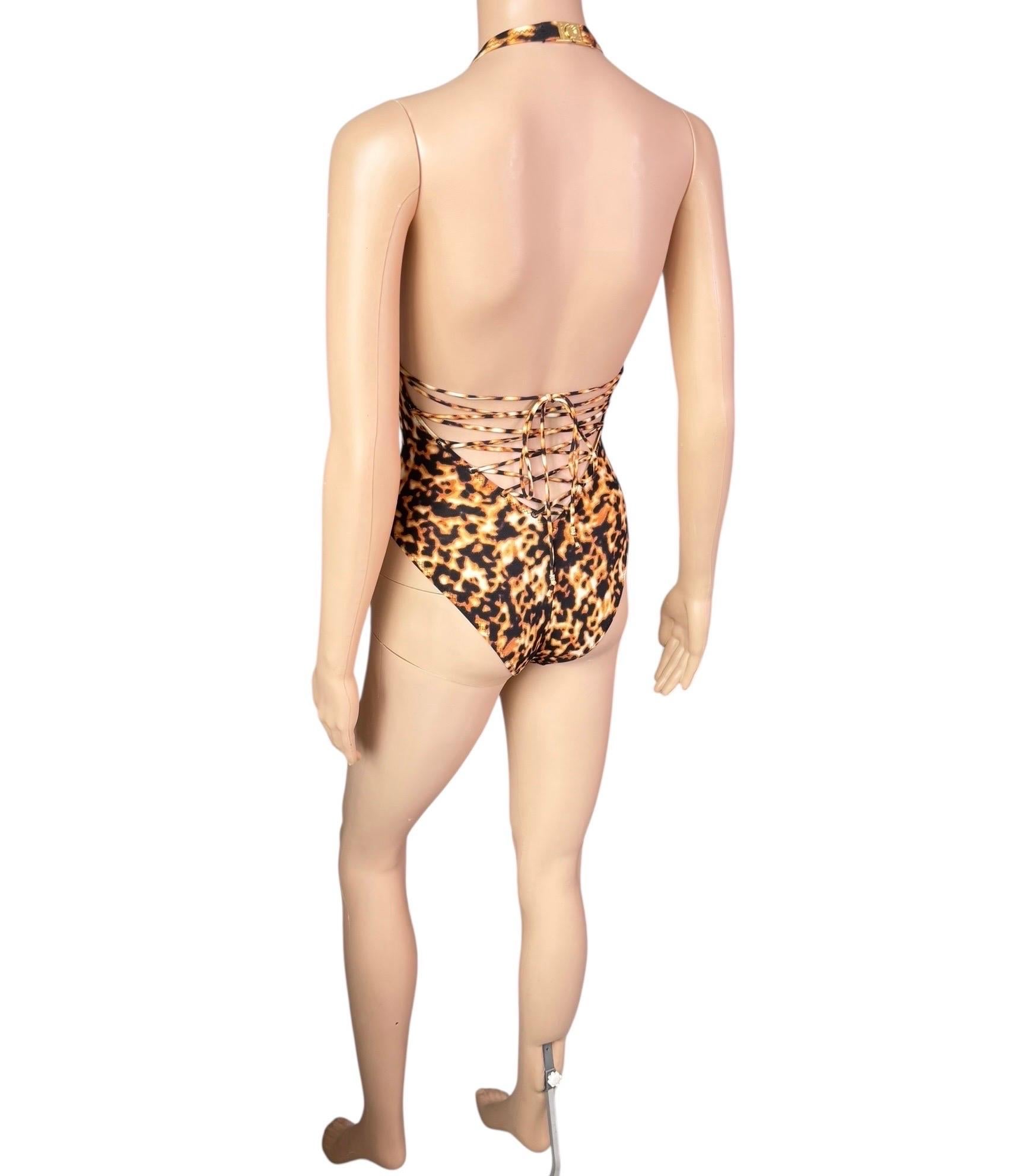 Roberto Cavalli S/S 2003 Runway Lace Up One Piece Bodysuit Swimwear Swimsuit en vente 8