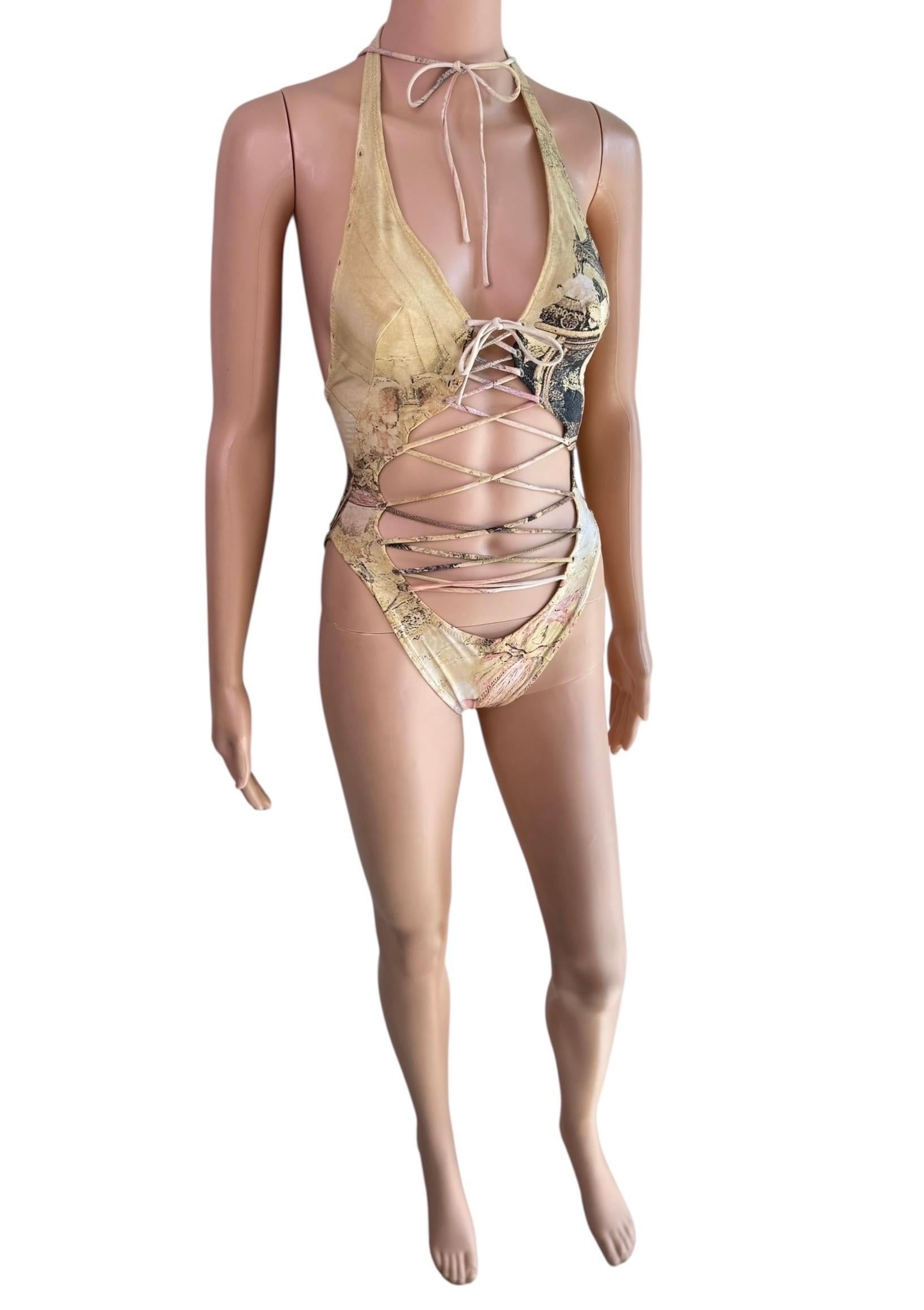 Roberto Cavalli S/S 2003 Laufsteg Schnürung Einteiliger Bodysuit Bademode Badeanzug im Angebot 8