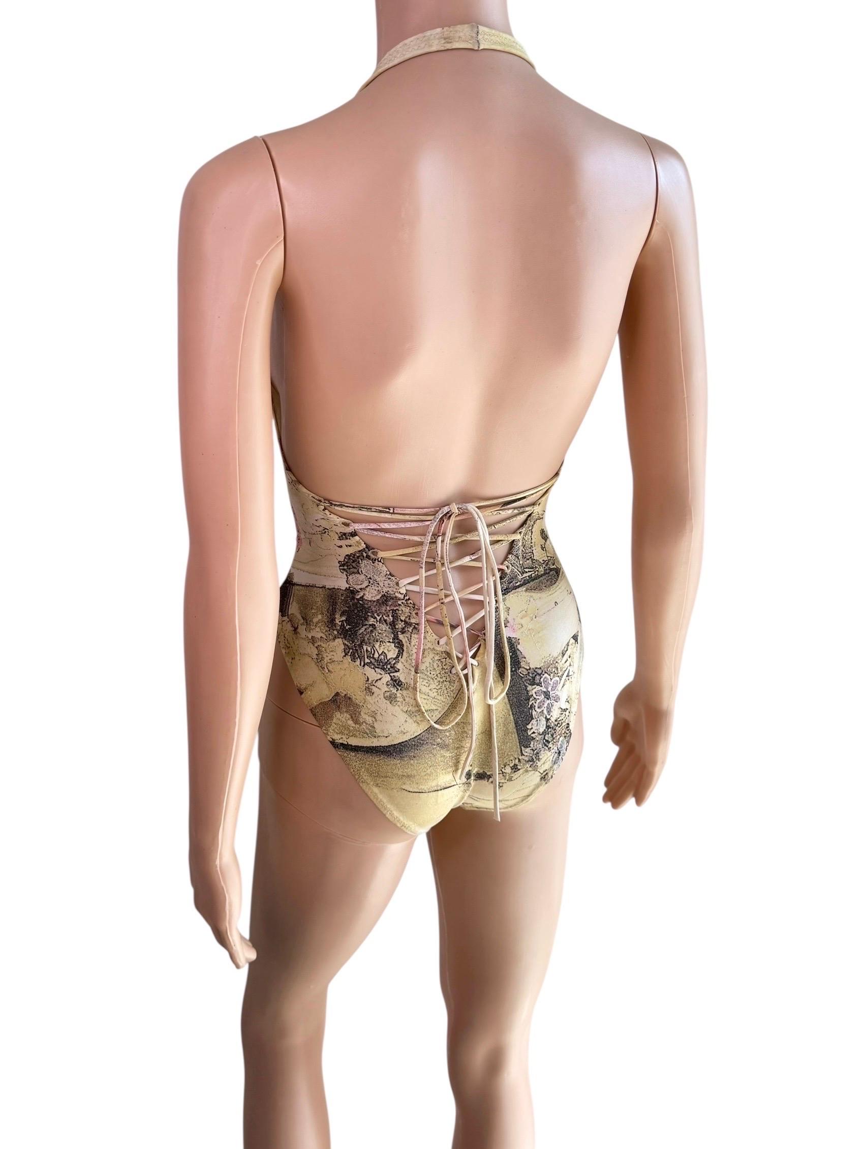 Roberto Cavalli S/S 2003 Laufsteg Schnürung Einteiliger Bodysuit Bademode Badeanzug im Angebot 9