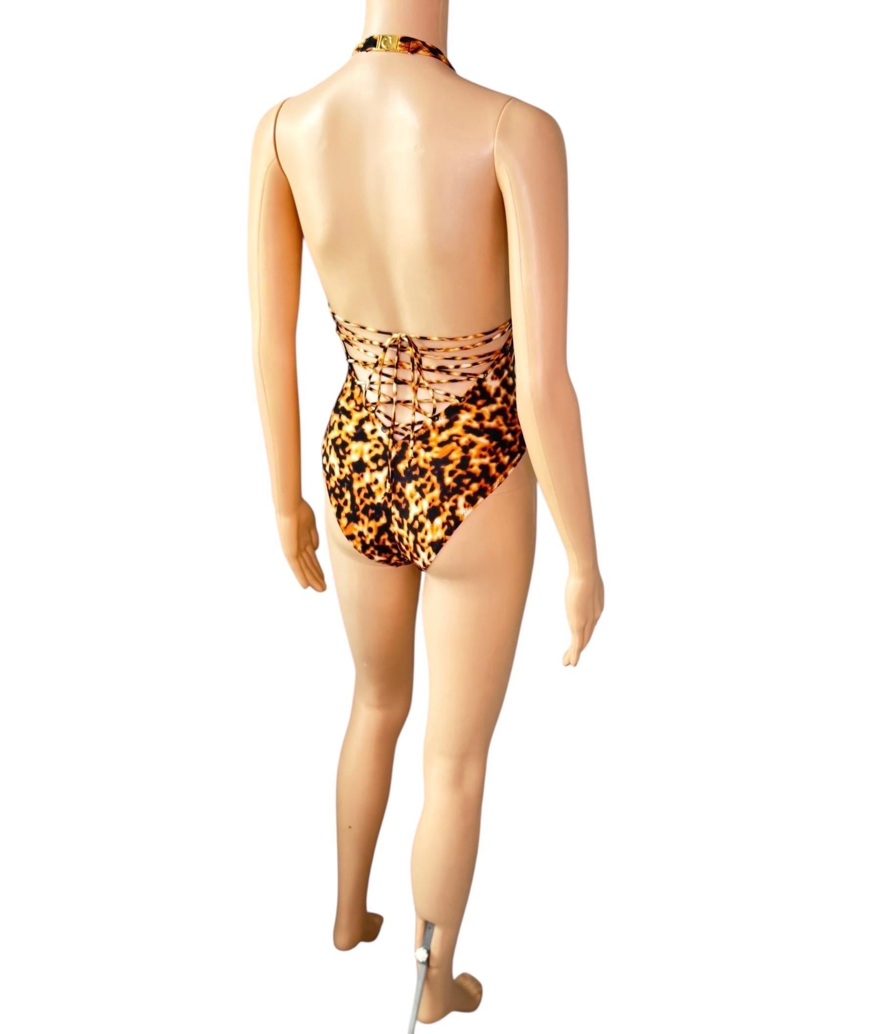 Roberto Cavalli S/S 2003 Runway Lace Up One Piece Bodysuit Swimwear Swimsuit en vente 11