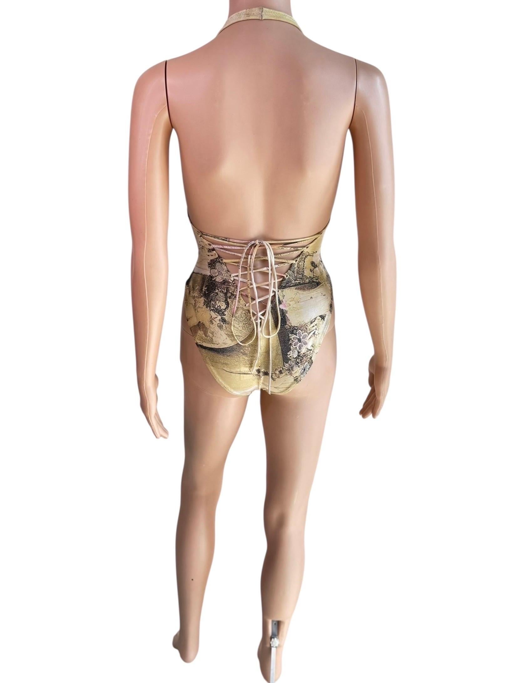 Roberto Cavalli S/S 2003 Laufsteg Schnürung Einteiliger Bodysuit Bademode Badeanzug im Angebot 11