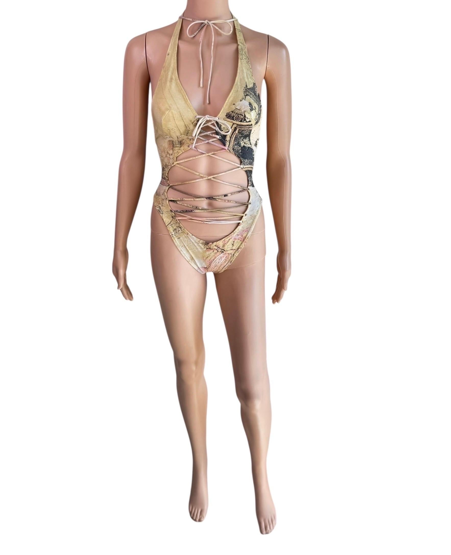 Roberto Cavalli S/S 2003 Laufsteg Schnürung Einteiliger Bodysuit Bademode Badeanzug im Angebot 12
