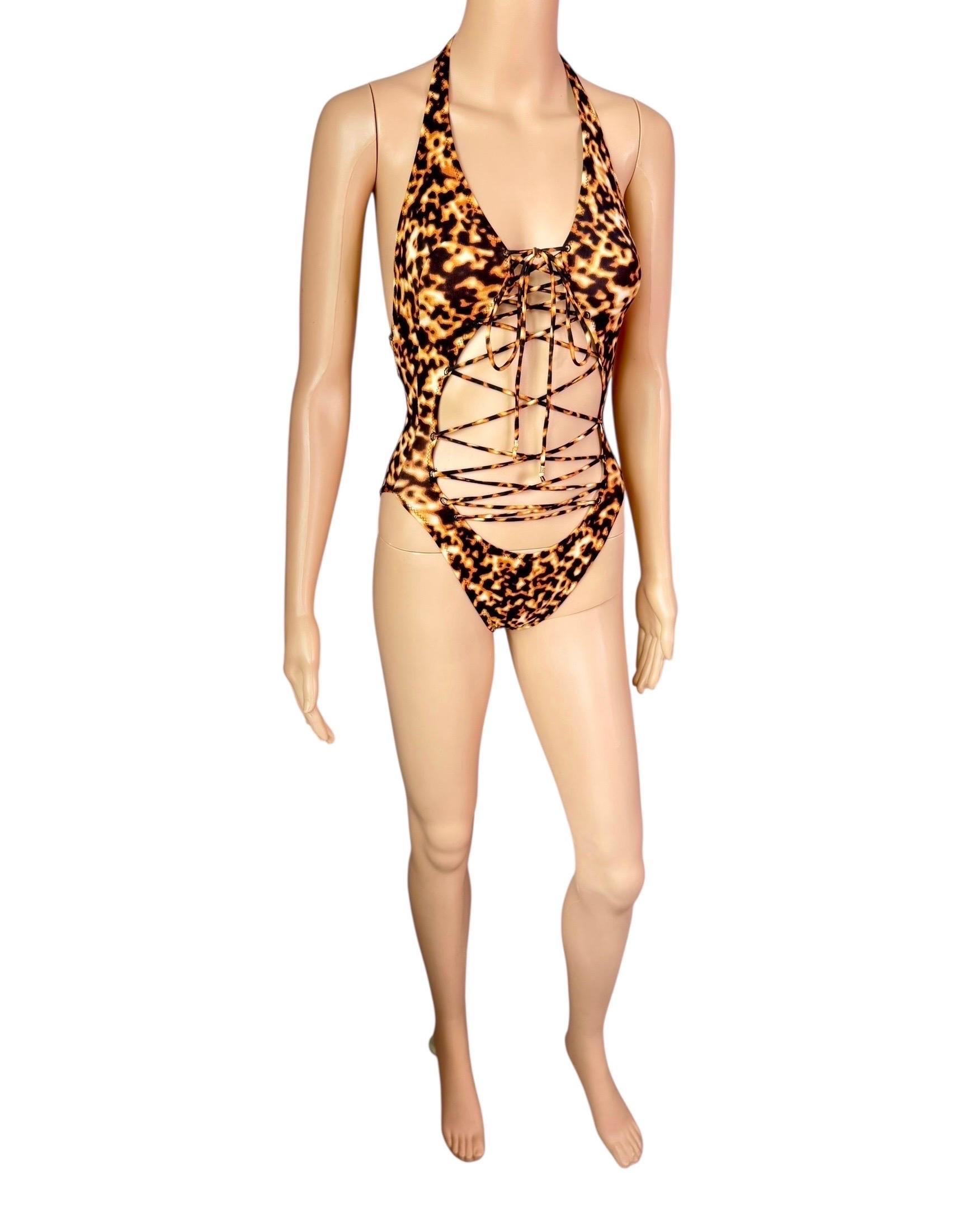 Roberto Cavalli S/S 2003 Runway Lace Up One Piece Bodysuit Swimwear Swimsuit en vente 13