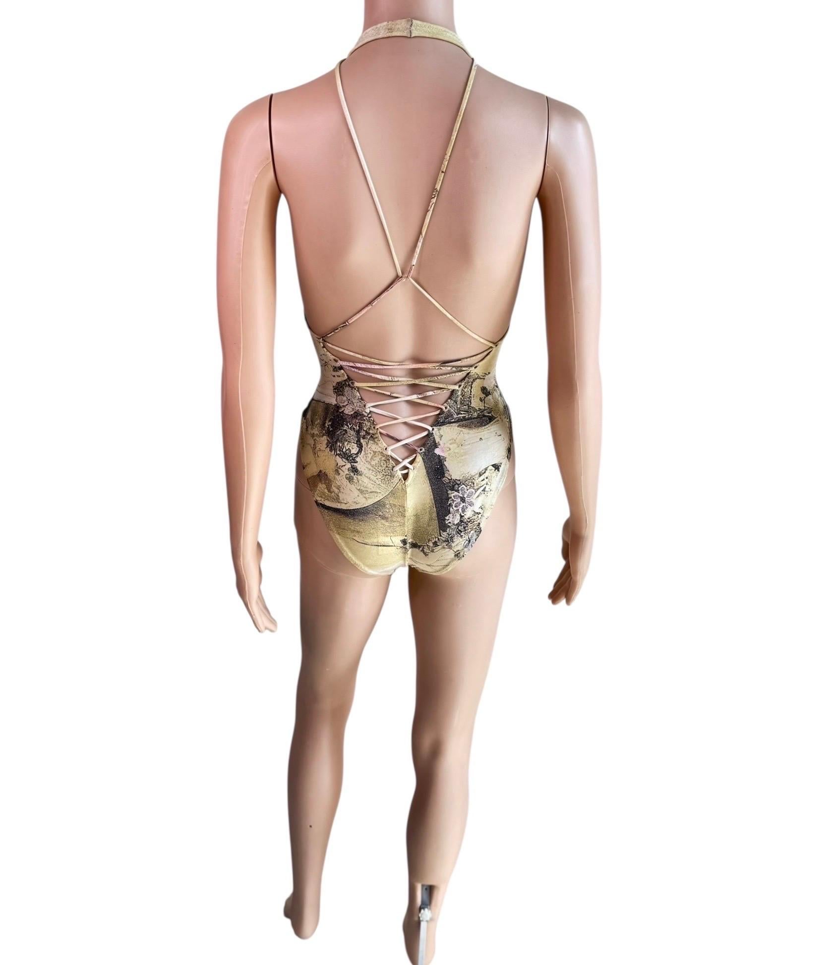 Roberto Cavalli S/S 2003 Laufsteg Schnürung Einteiliger Bodysuit Bademode Badeanzug im Angebot 13