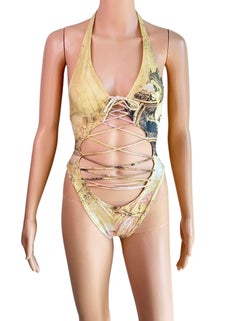 Roberto Cavalli S/S 2003 Runway Lace Up One Piece Bodysuit Swimwear Swimsuit