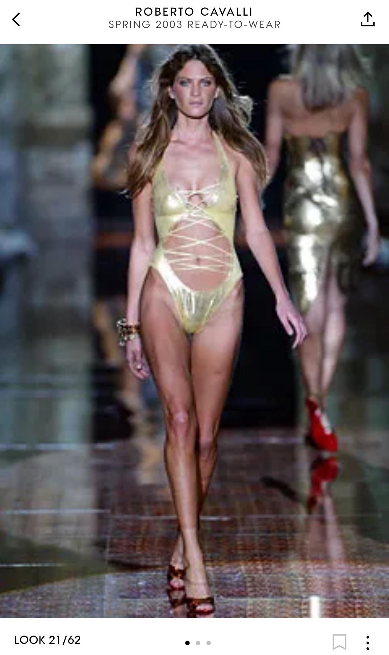 Roberto Cavalli S/S 2003 Laufsteg Schnürung Einteiliger Bodysuit Bademode Badeanzug im Angebot 15