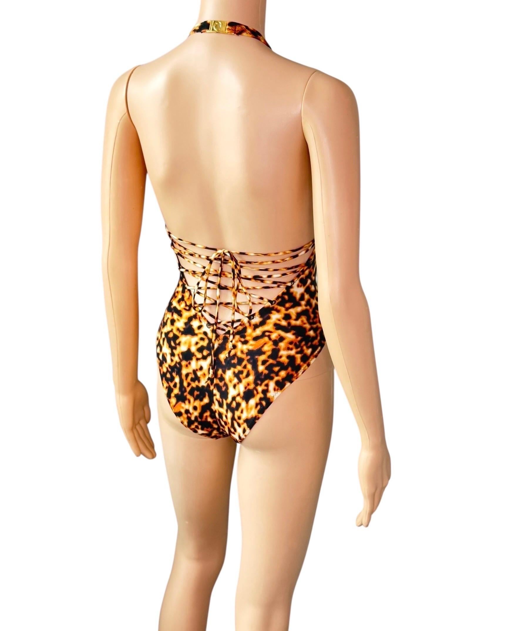 Roberto Cavalli S/S 2003 Runway Lace Up One Piece Bodysuit Swimwear Swimsuit en vente 2