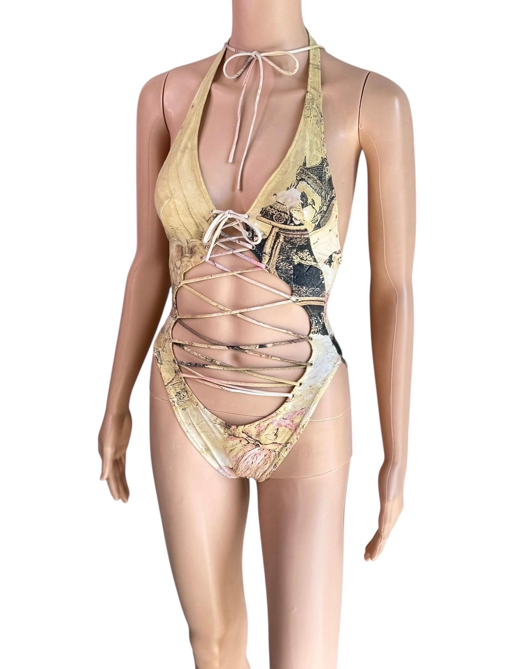 Roberto Cavalli S/S 2003 Laufsteg Schnürung Einteiliger Bodysuit Bademode Badeanzug im Angebot 2